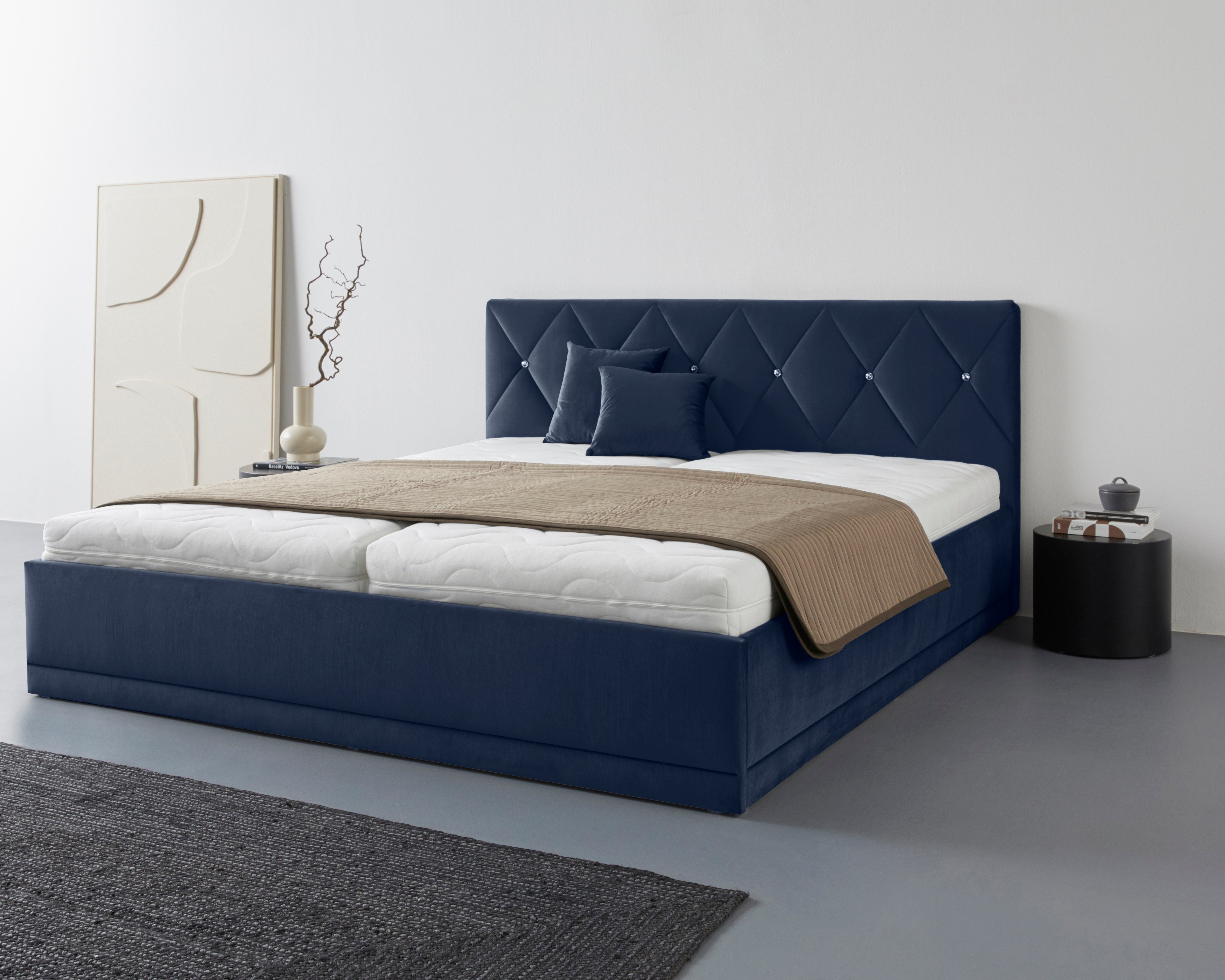 Westfalia Polsterbetten Gestoffeerd bed ADAMAS ook met bedlade, knoopdetails met stras