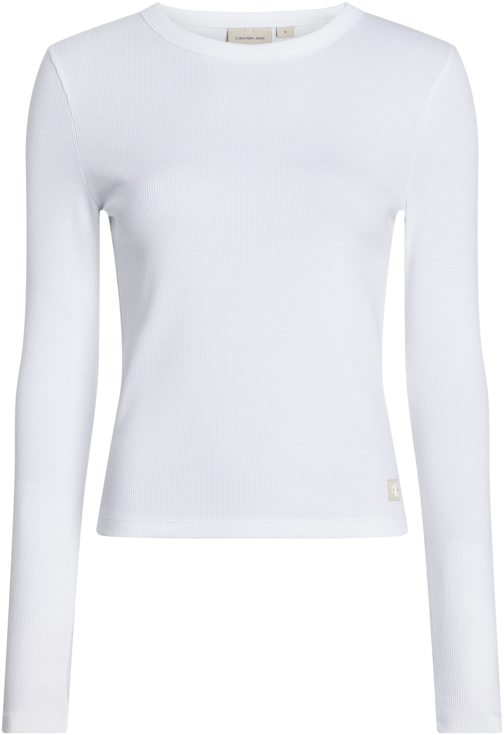 Calvin Klein Shirt met lange mouwen WOVEN LABEL RIB LONG SLEEVE