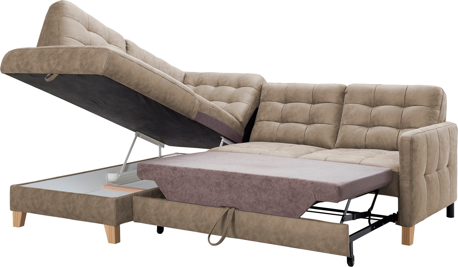 exxpo - sofa fashion Hoekbank Elio, compact en comfortabel, handig, tijdloos design, L-vorm
