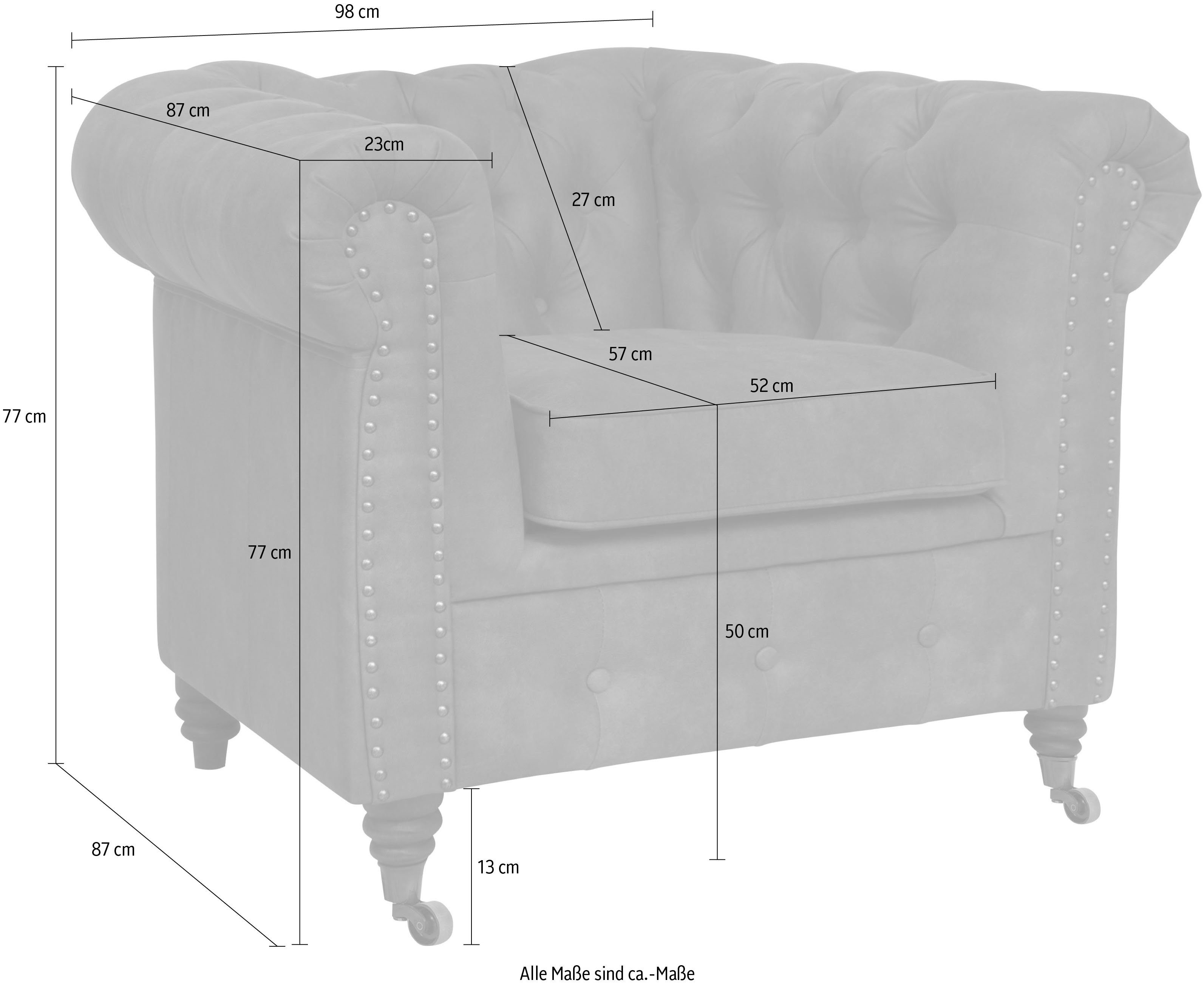Home affaire Chesterfield-fauteuil Aarburg fauteuil luxueuze capitonnage en siernagels in chesterfield-design