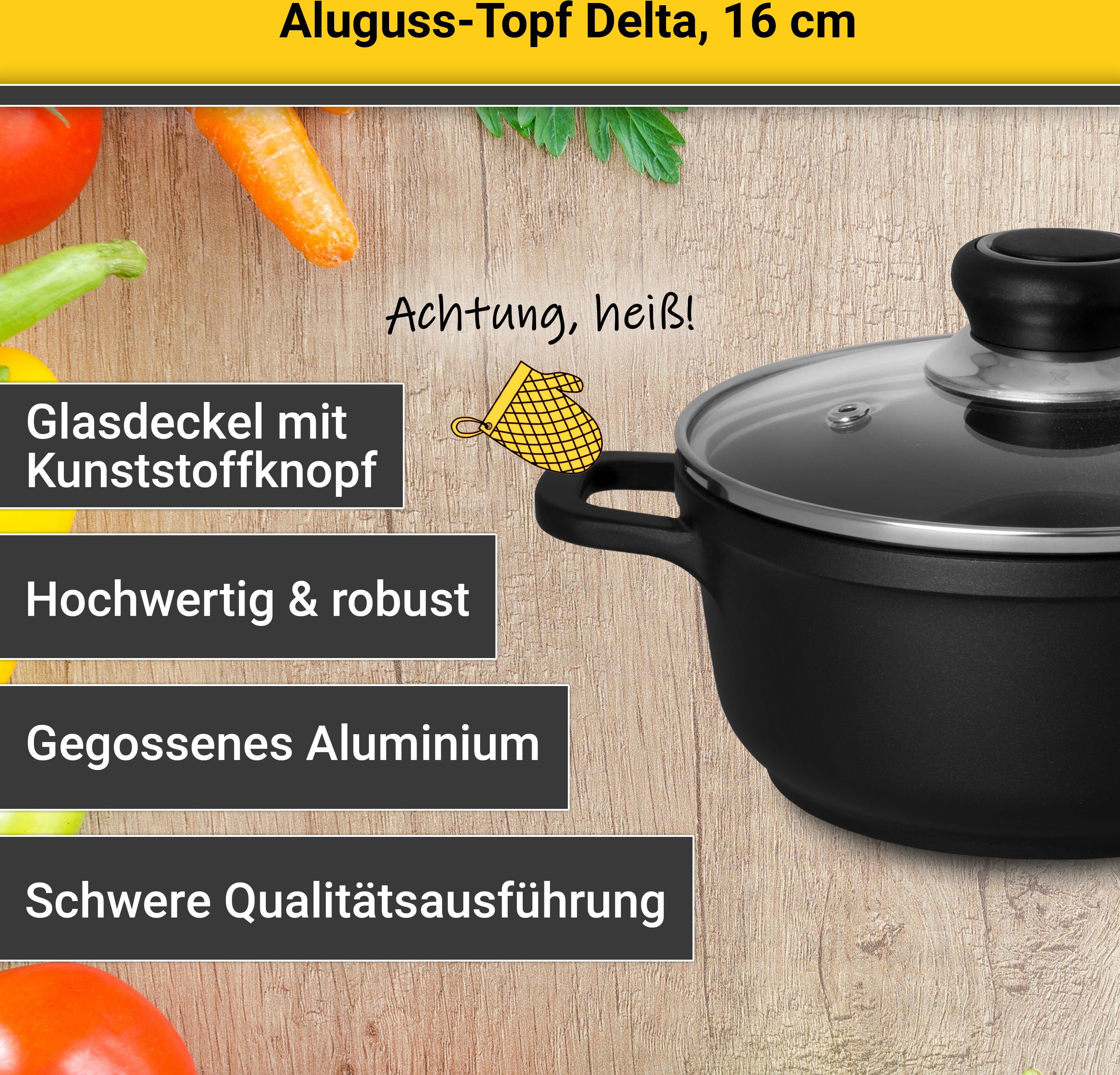 Krüger Braadpan Gietaluminium braadpan met glazen deksel delta (1-delig)