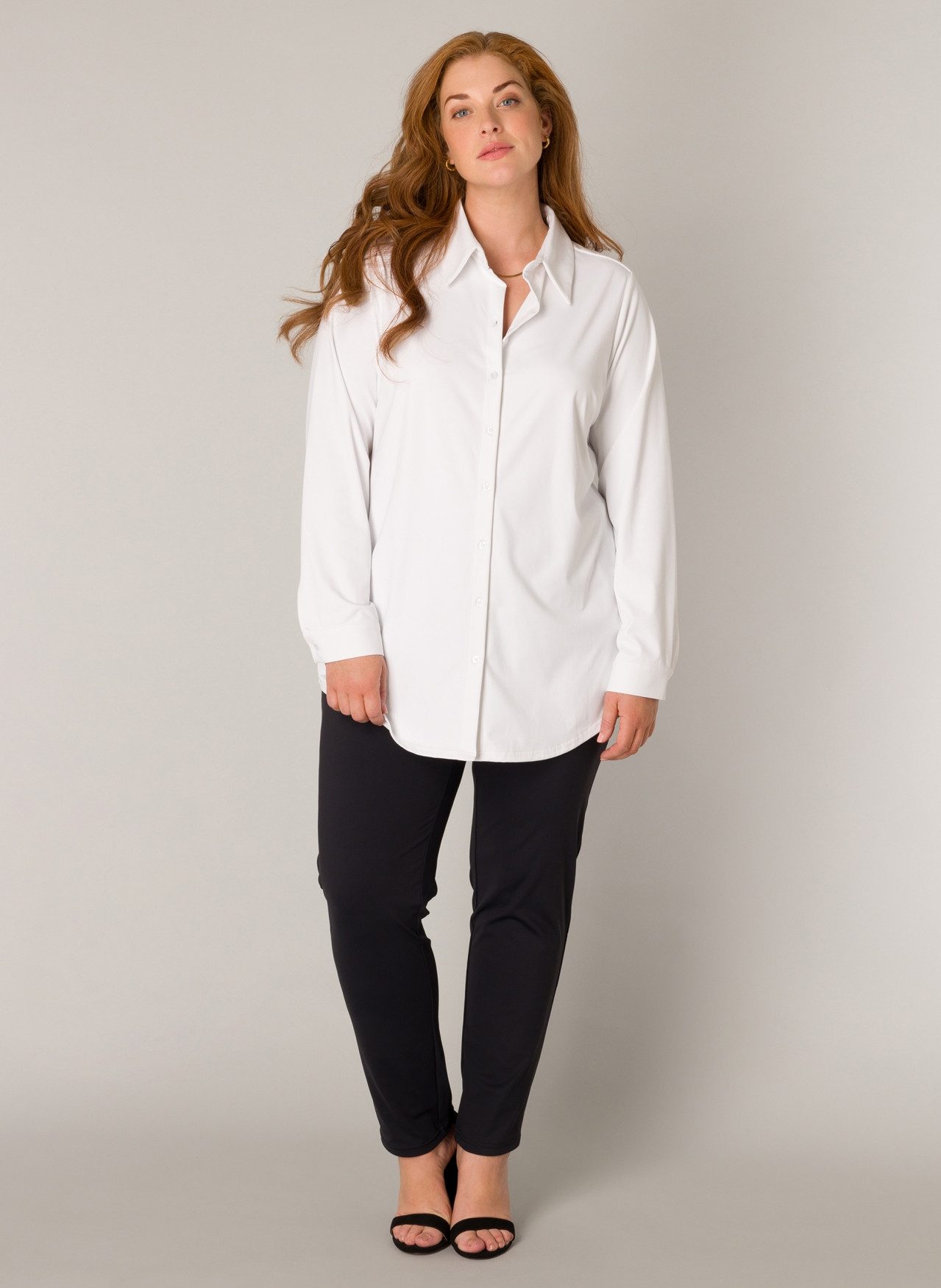 Base Level Curvy Blouse met lange mouwen Lara met stretch