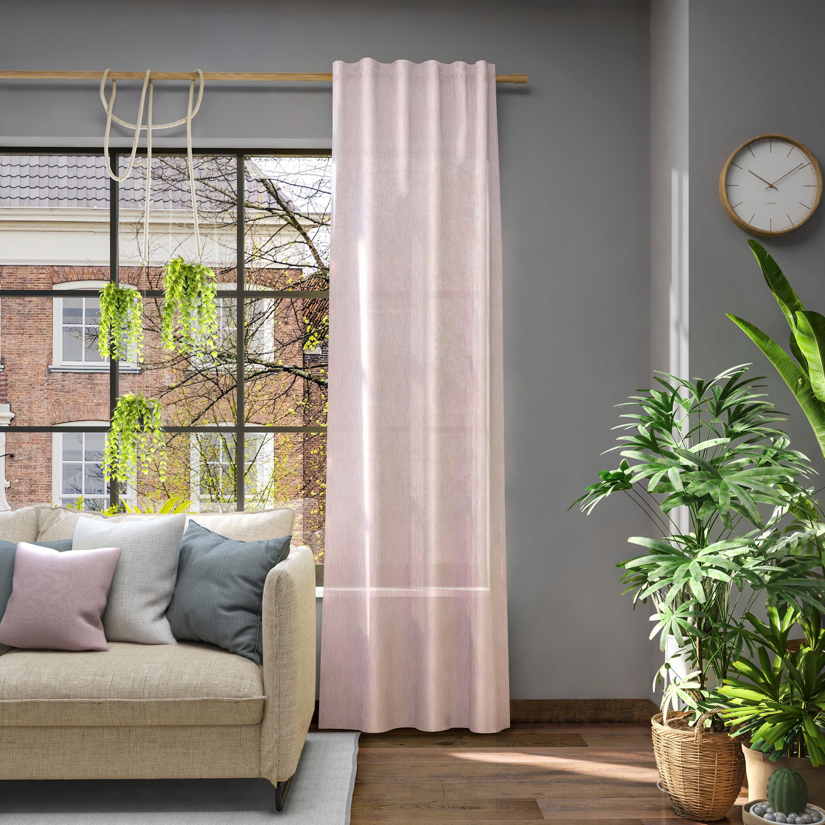 Neutex for you! Gordijn Libre-ECO (1 stuk) kant & klaar gordijnen maat 142 cm x 200 cm paars