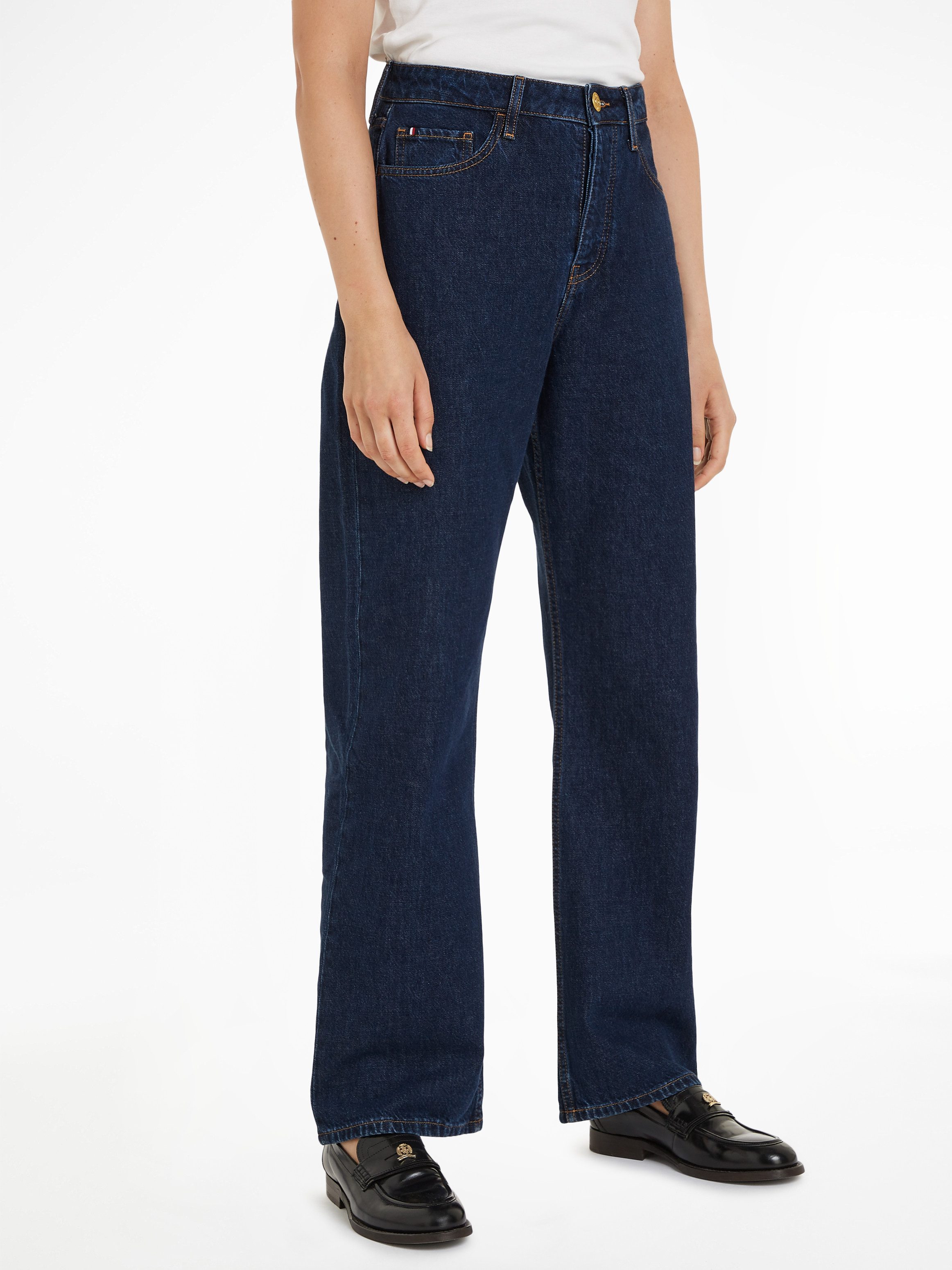 Tommy Hilfiger Loose fit jeans LOOSE STRAIGHT RW CLER met logo-badge