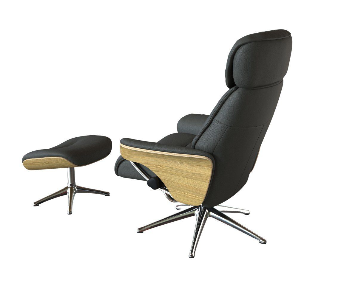 FLEXLUX Relaxfauteuil Aarhus, functionele stoel, gestoffeerde stoel, armleuning, TV-fauteuil, Relaxfunctie & hoofd- en rugverstelling, armleuning eiken, voet aluminium