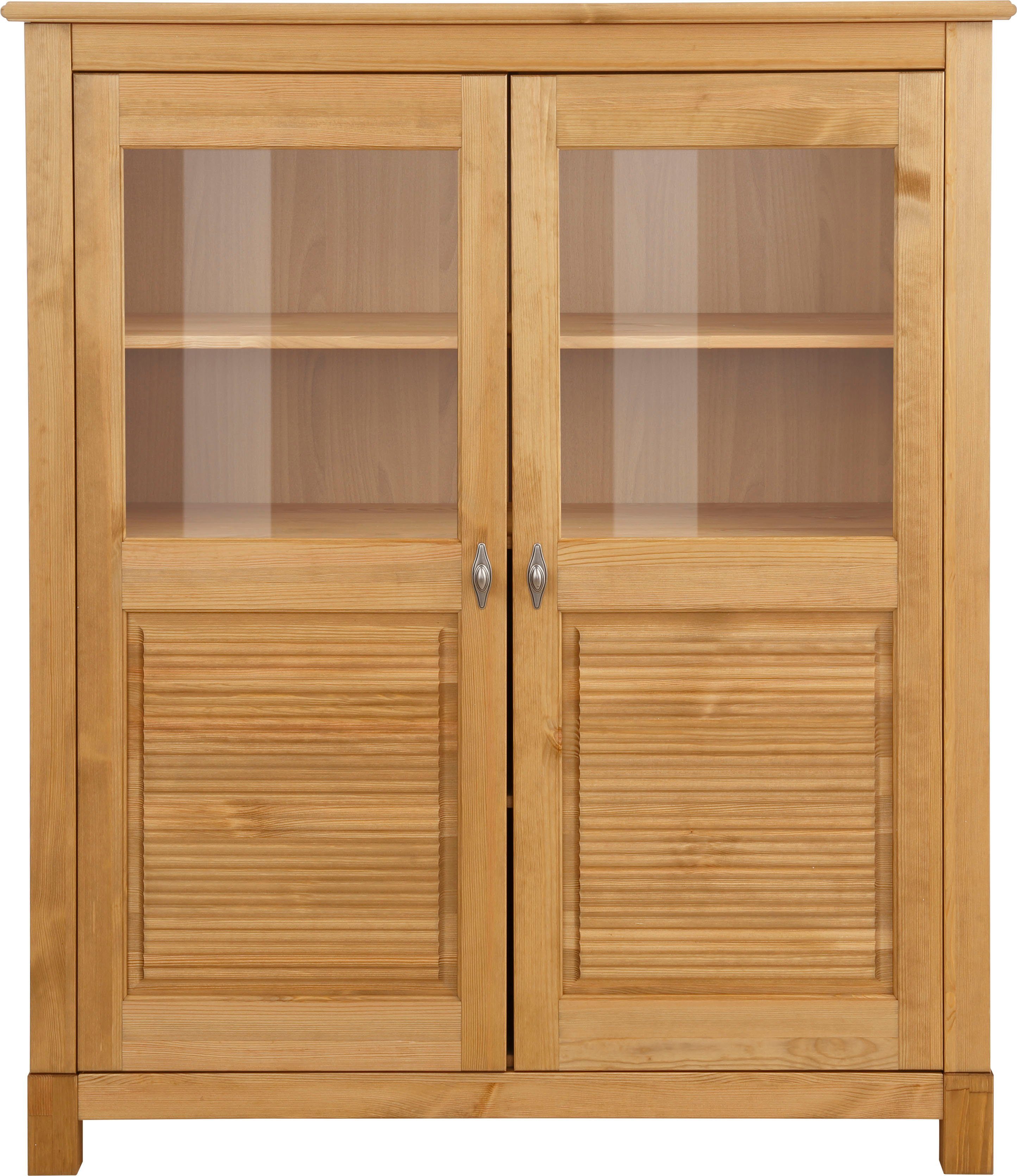 Home affaire Highboard Rauna Vitrine, breedte 111,6 cm, van massief dennenhout