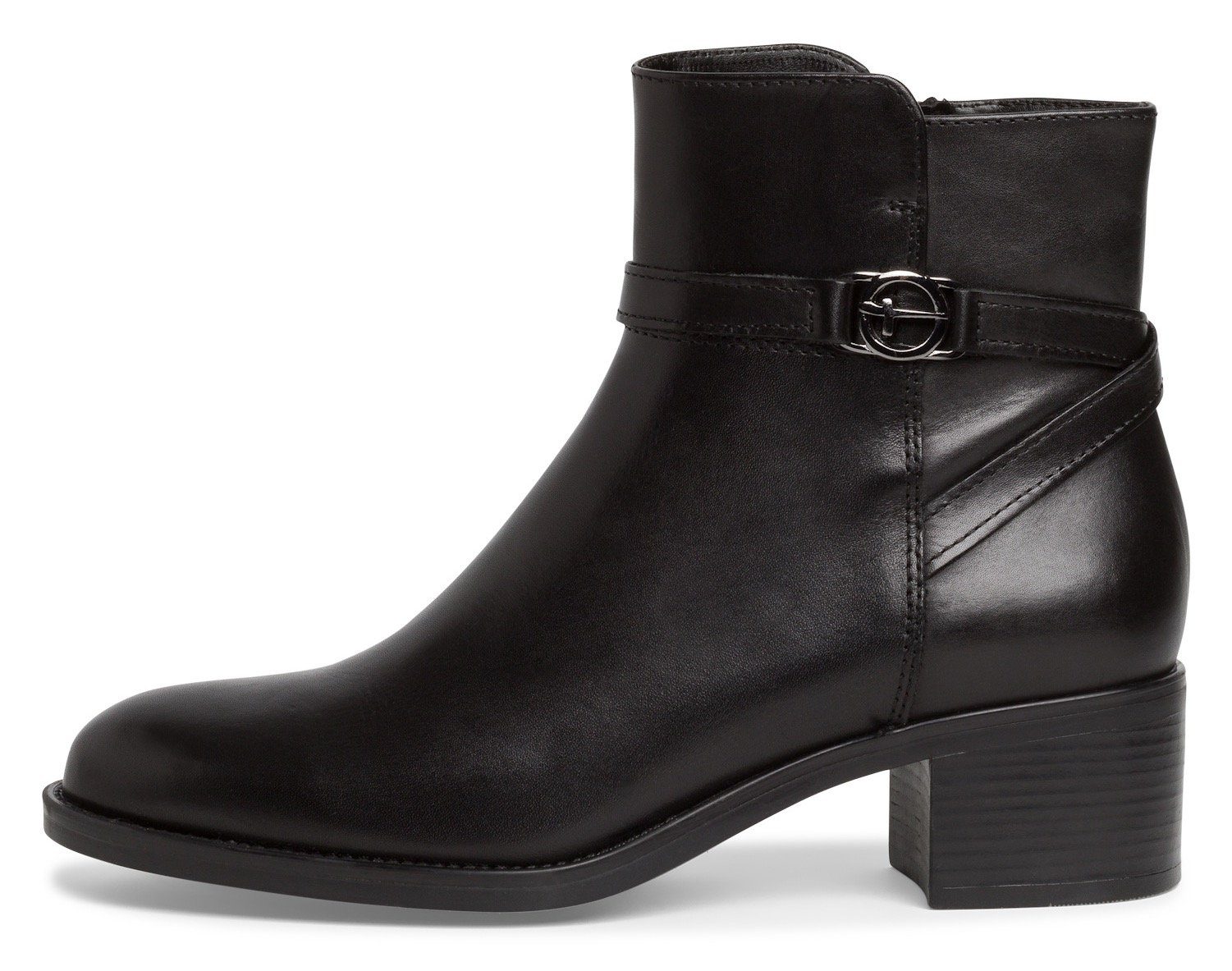 Tamaris Laarsjes blokhak, business schoen met decoratieve band en logo-sieraad