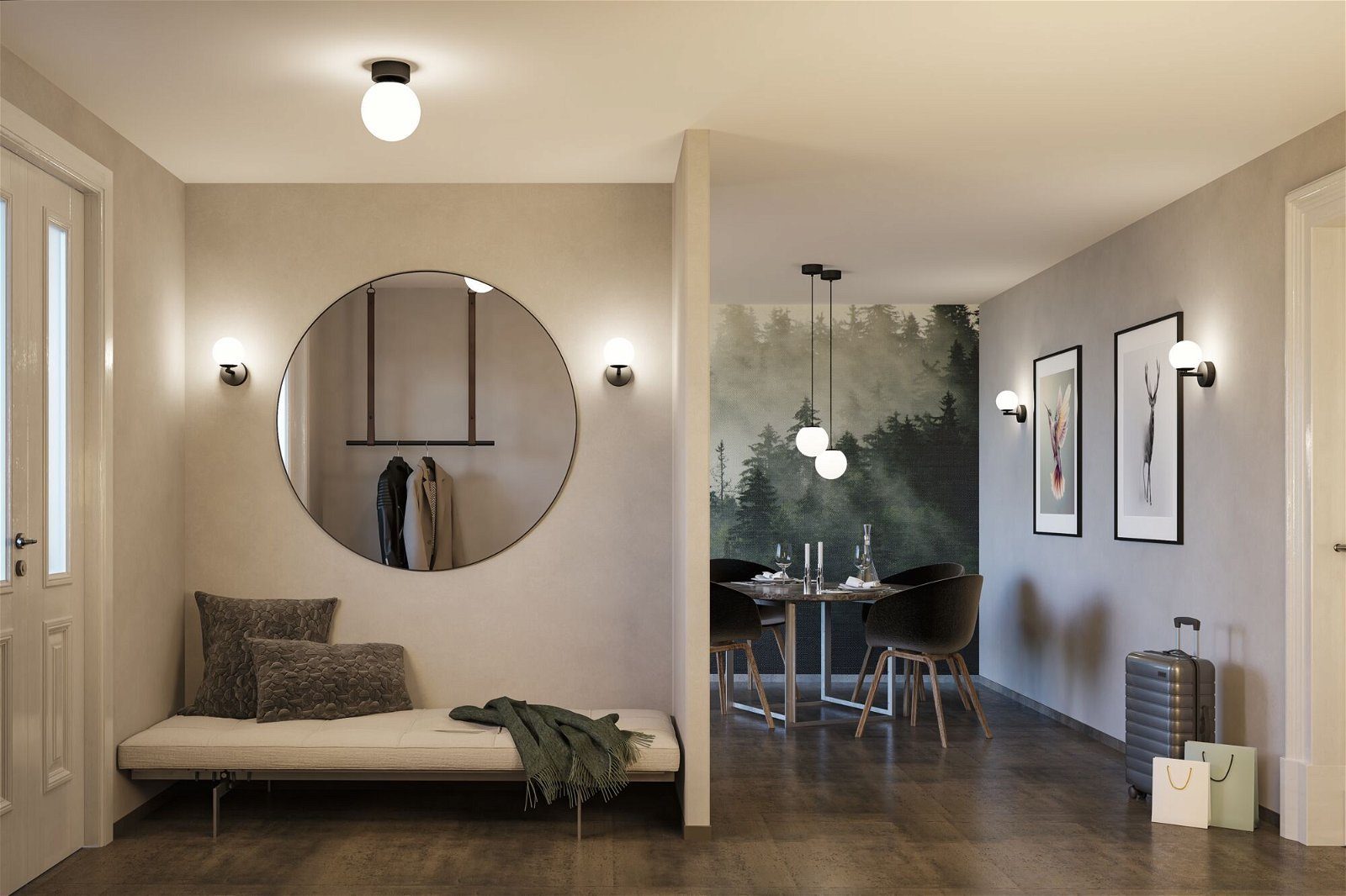 Paulmann Led-plafondlamp Selection Bathroom Gove IP44 3000K 5W Satin, Glas/Metaal (1 stuk)