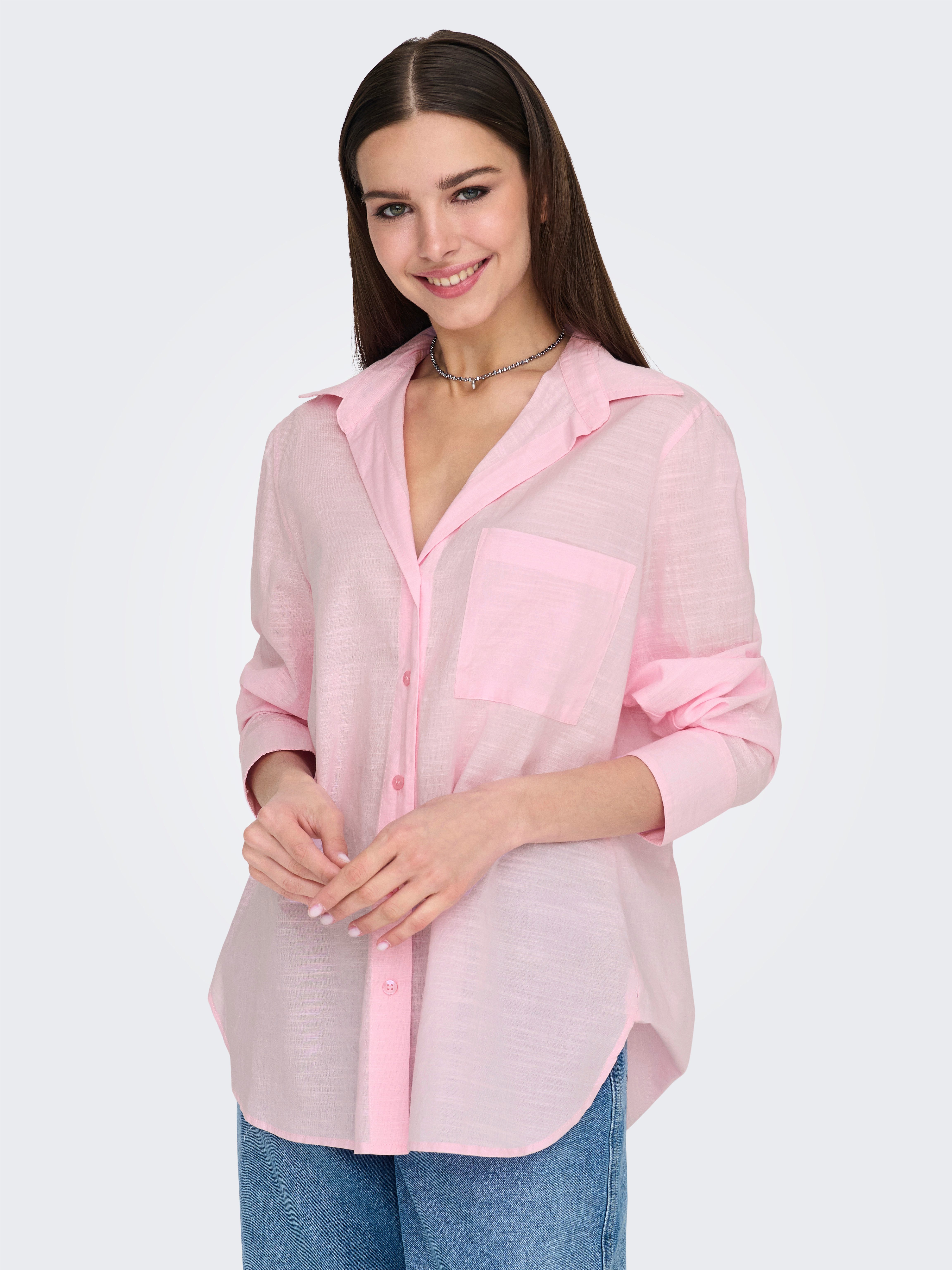 Only Blouse met lange mouwen ONLSALINA L/S SHIRT WVN dames blouses maat XS (34) roze