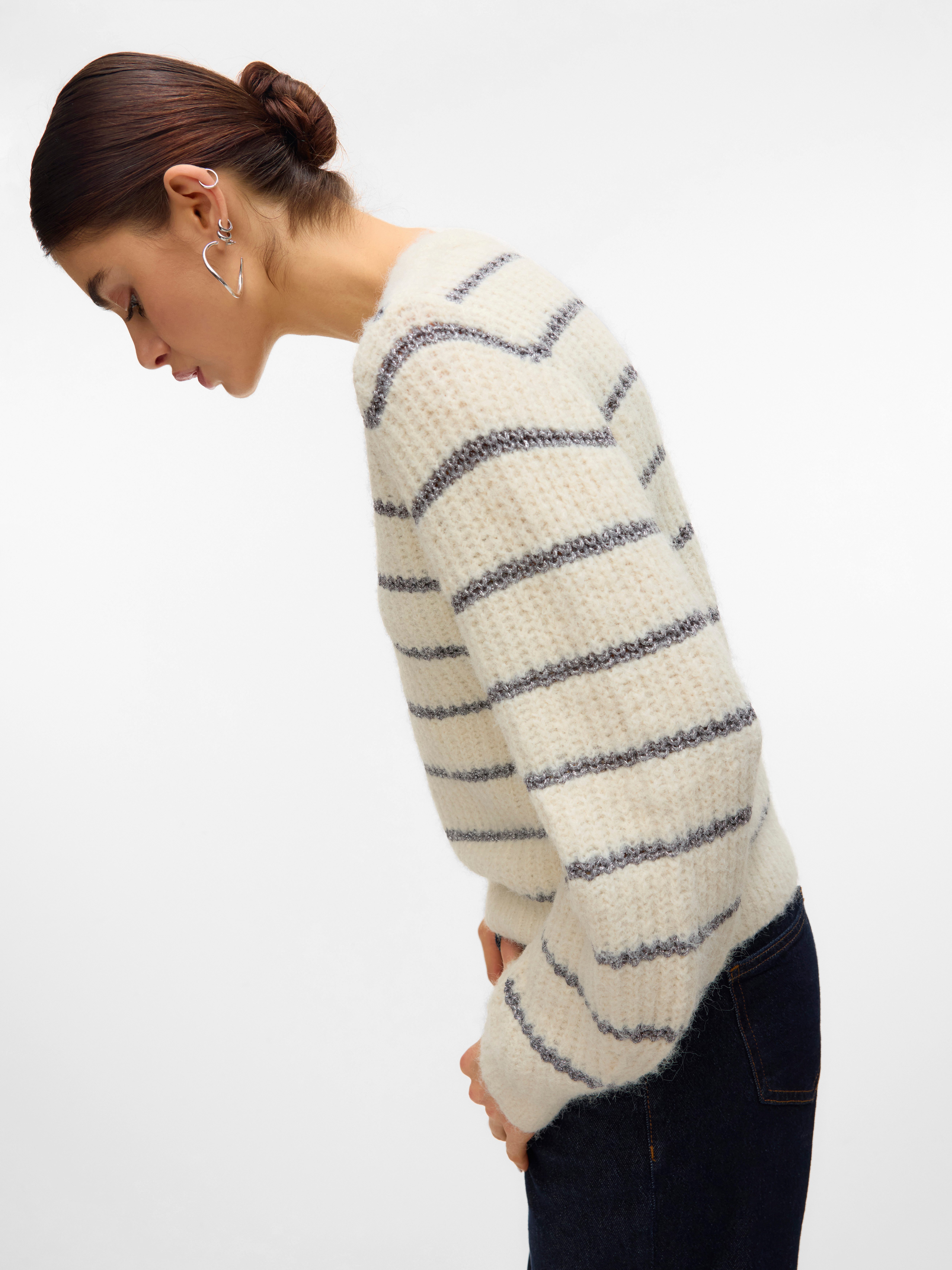 Vero Moda Trui met V-hals VMAWESOME SHINE LS V-NCK STRIPE PULL BOO