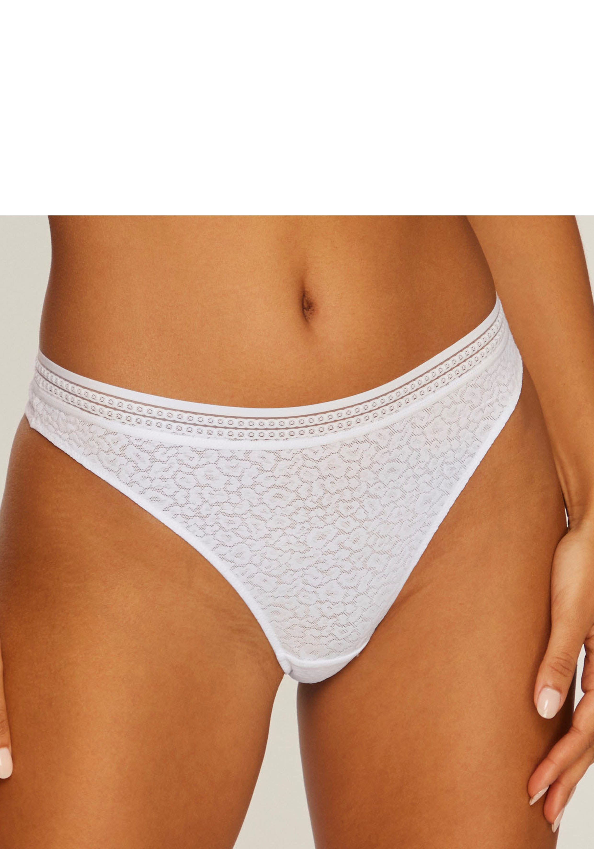 Lascana String Freya van kant in leoprint met modieuze band, sexy lingerie dames strings maat 44/46 wit