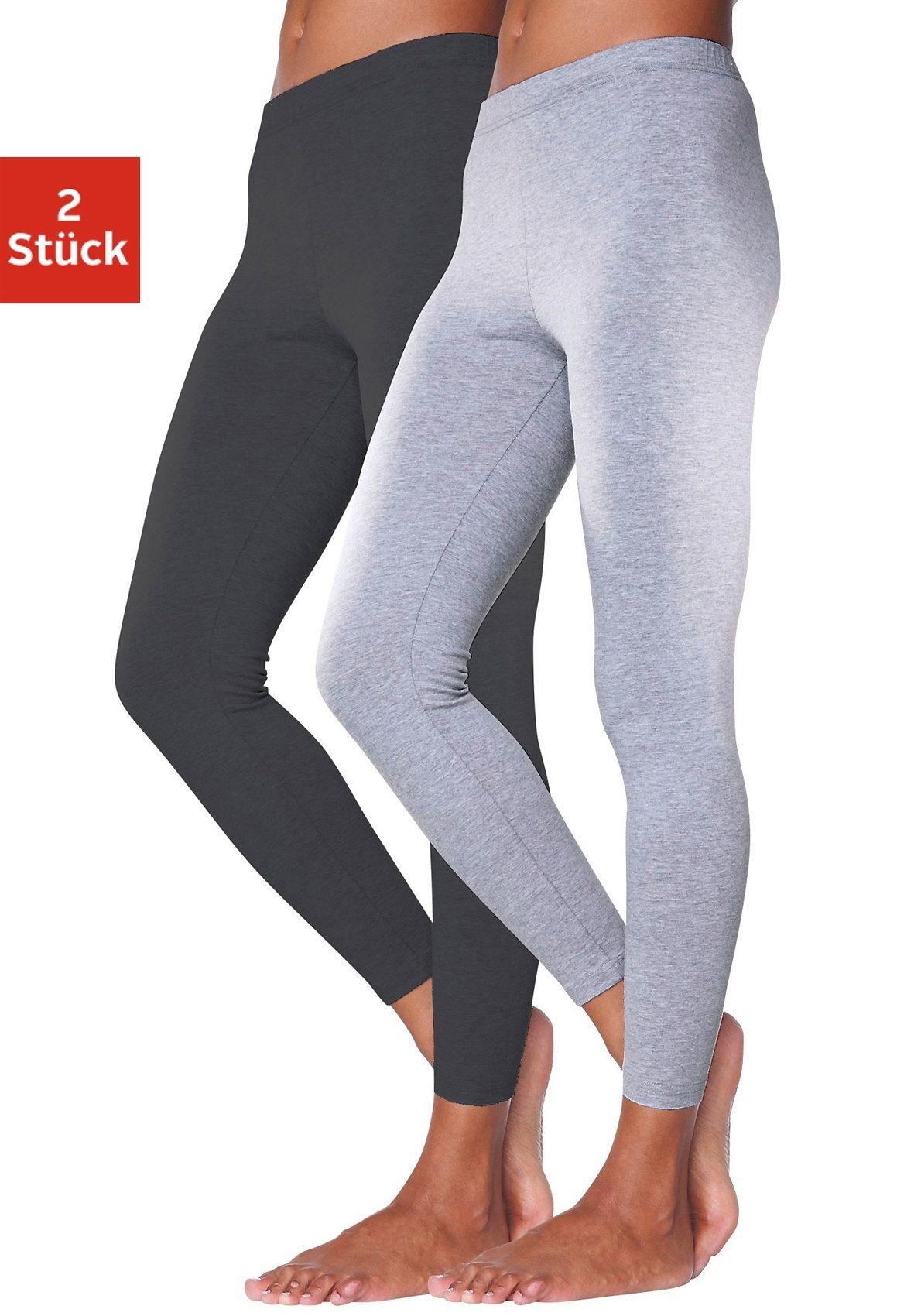 vivance active Legging met rubberen tailleband, loungewear (2-delig, Set van 2)