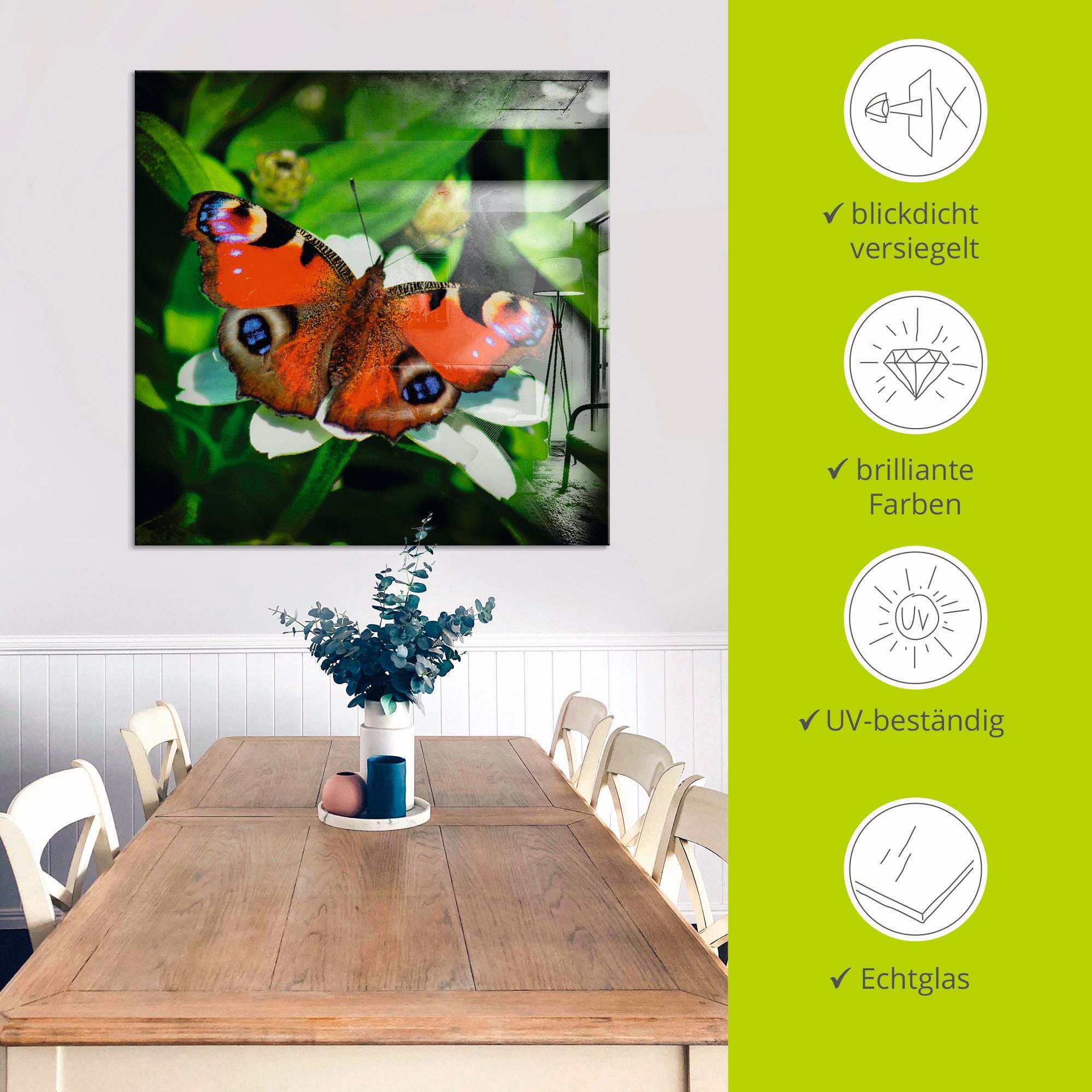 Artland Print op glas Dagpauwoog in verschillende maten