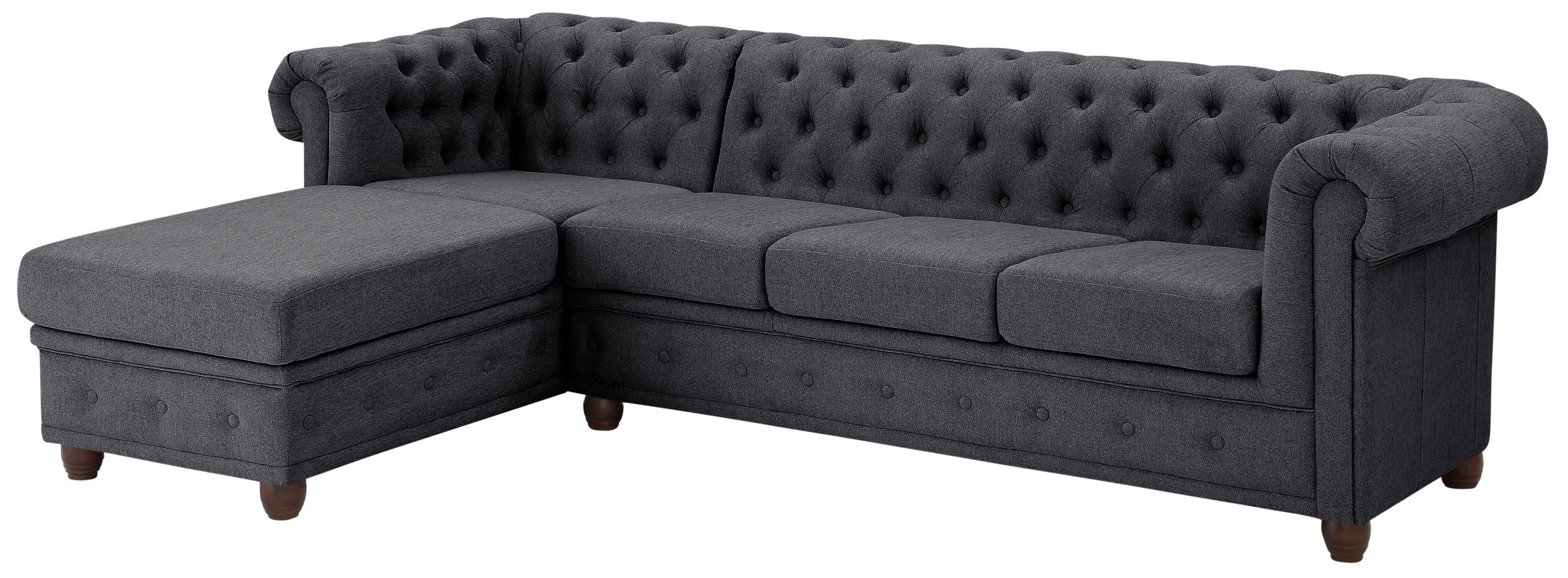 Home affaire Chesterfield-bank New Castle L-vorm hoogwaardige capitonnage in chesterfield-design, bxdxh: 255(171x72)