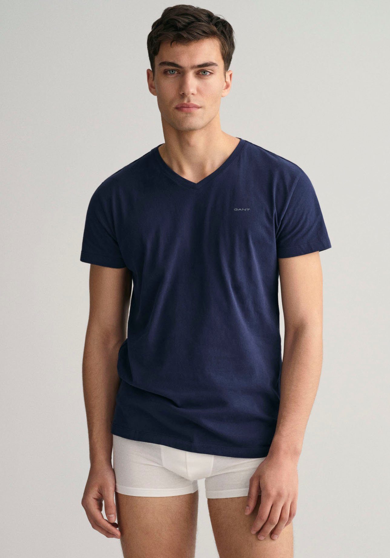 Gant Shirt voor eronder V-NECK T-SHIRT 2-PACK met merklabel op de borst (set, 2 stuks, 2 stuks)