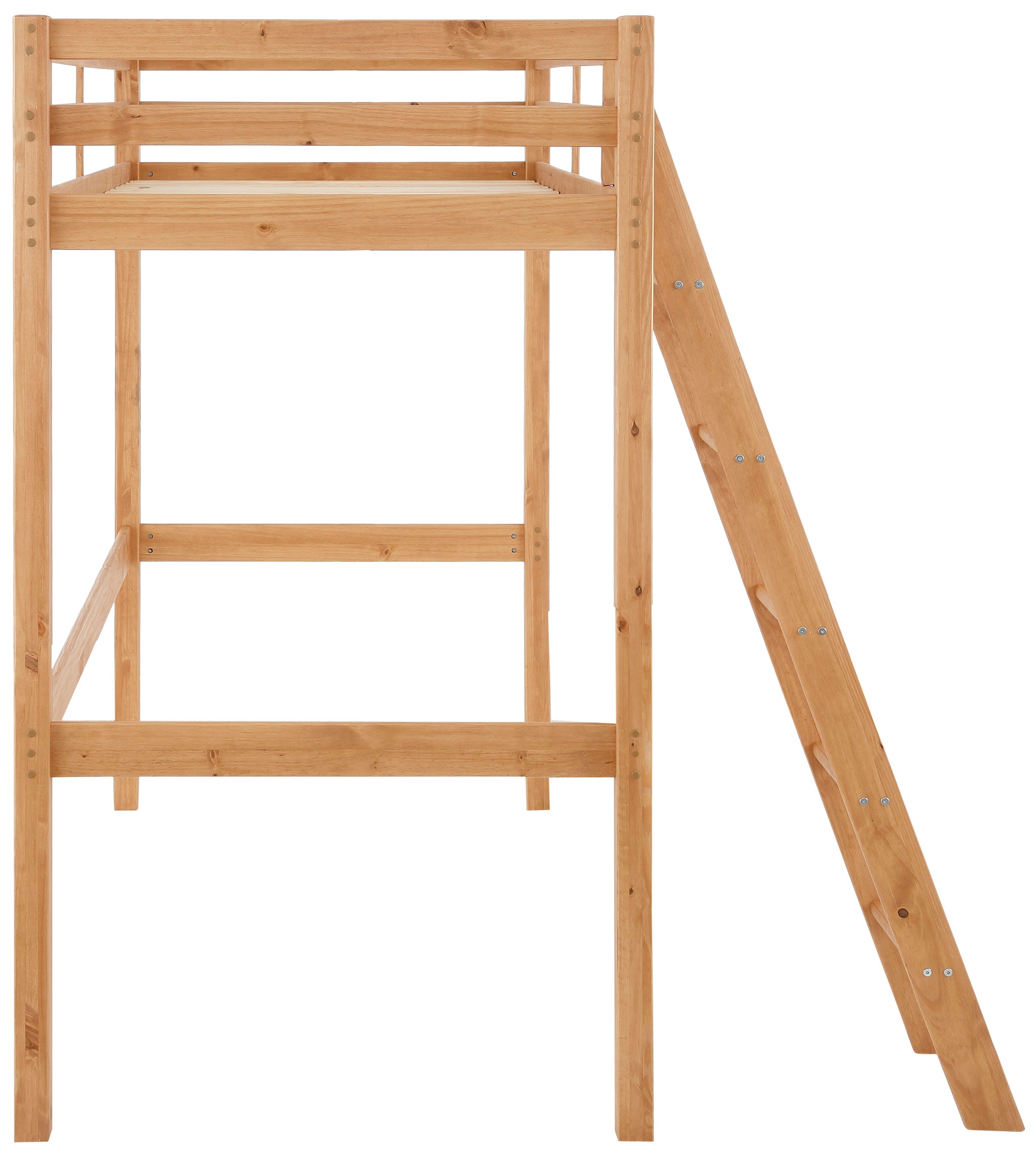 Lüttenhütt Kinderledikant Alpi Grenenhout, inclusief ladder en lattenbodem, ligoppervlak 90x200 cm