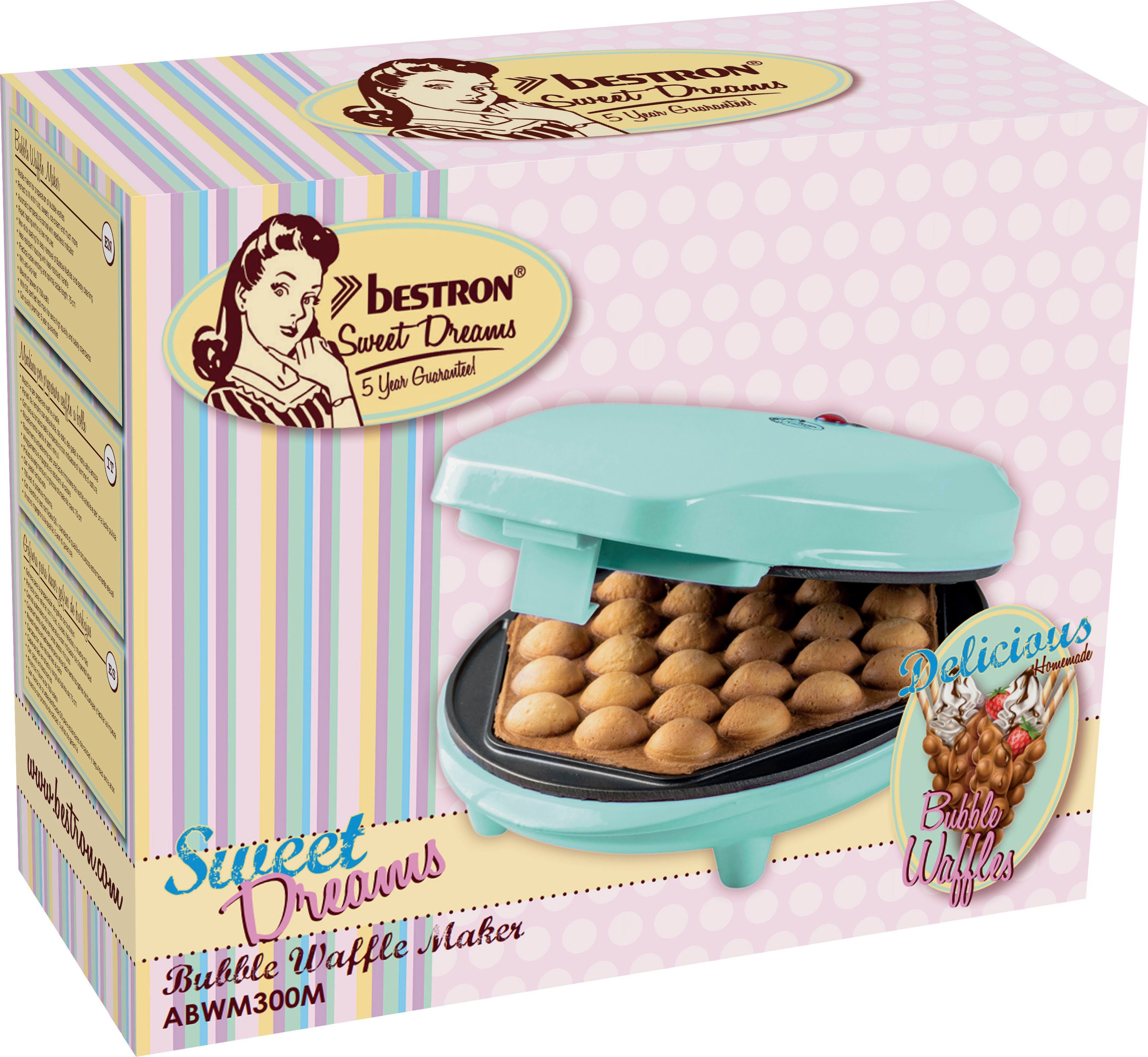 bestron Wafelijzer ABWM300 voor bubble wafels die gevuld kunnen worden, met controlelampje & antiaanbaklaag