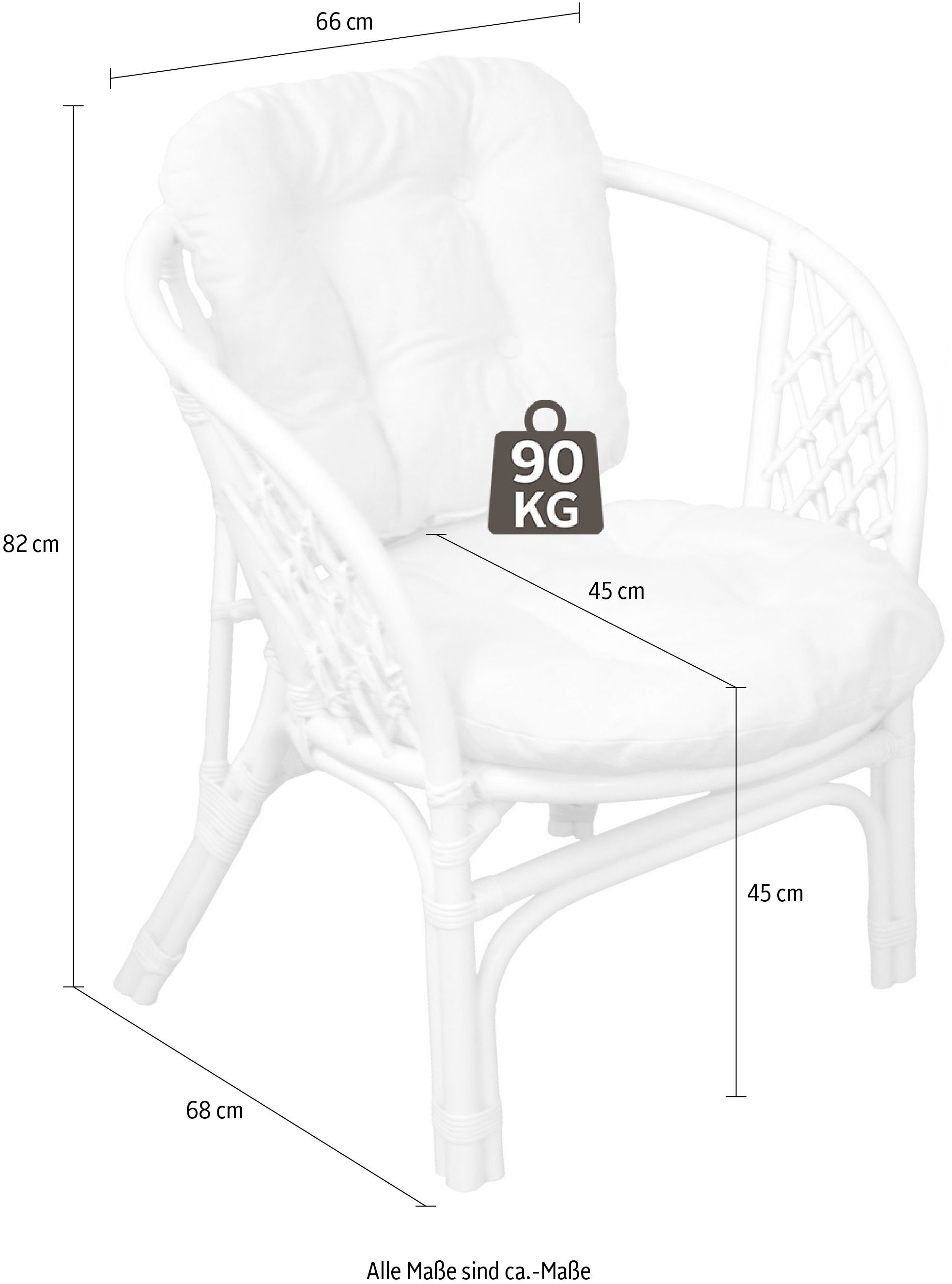 Home affaire Rotanstoel Rotanfauteuil (set, 2 stuks)