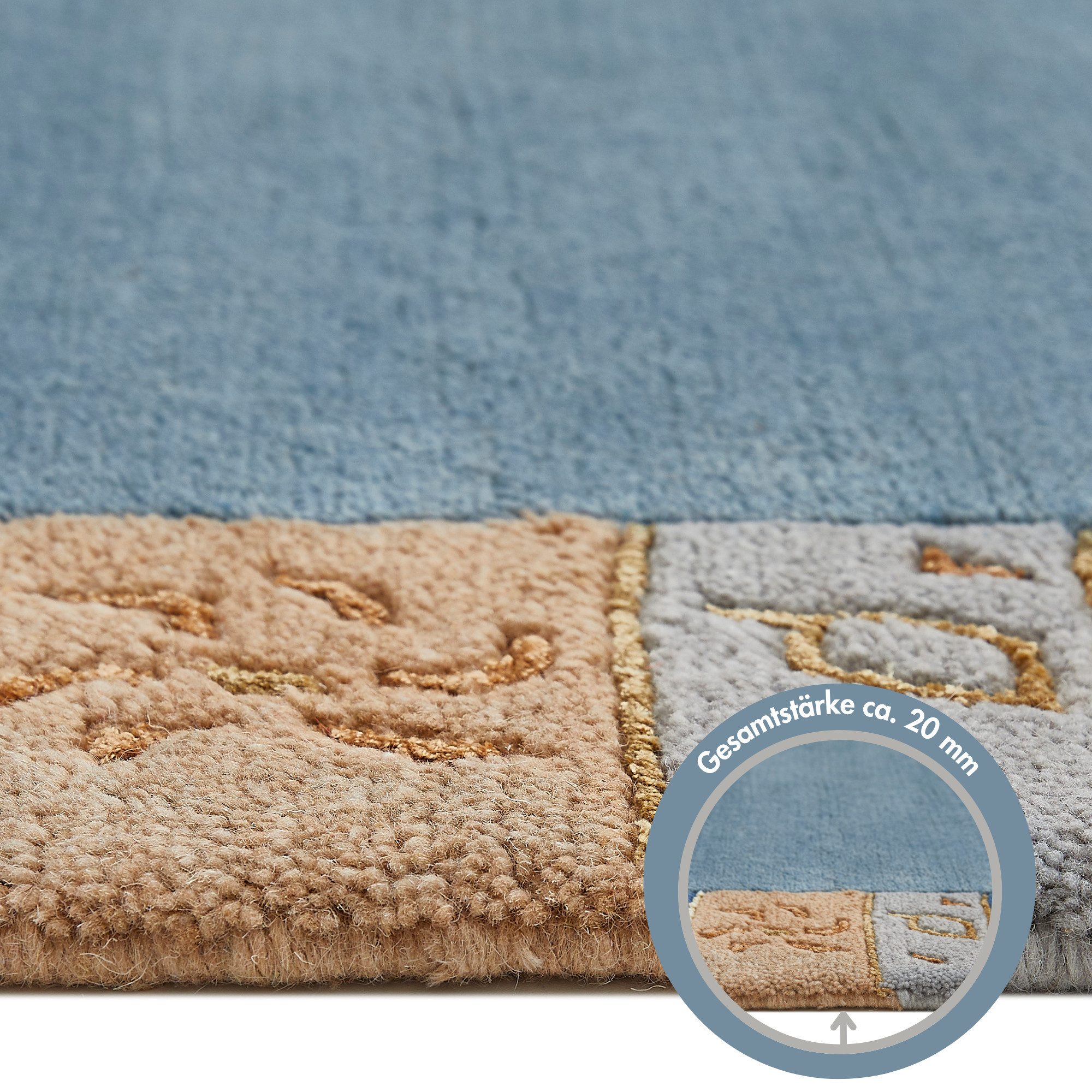 LUXOR living Wollen kleed India zuivere wol, met de hand geknoopt, met randdessin, ook als loper