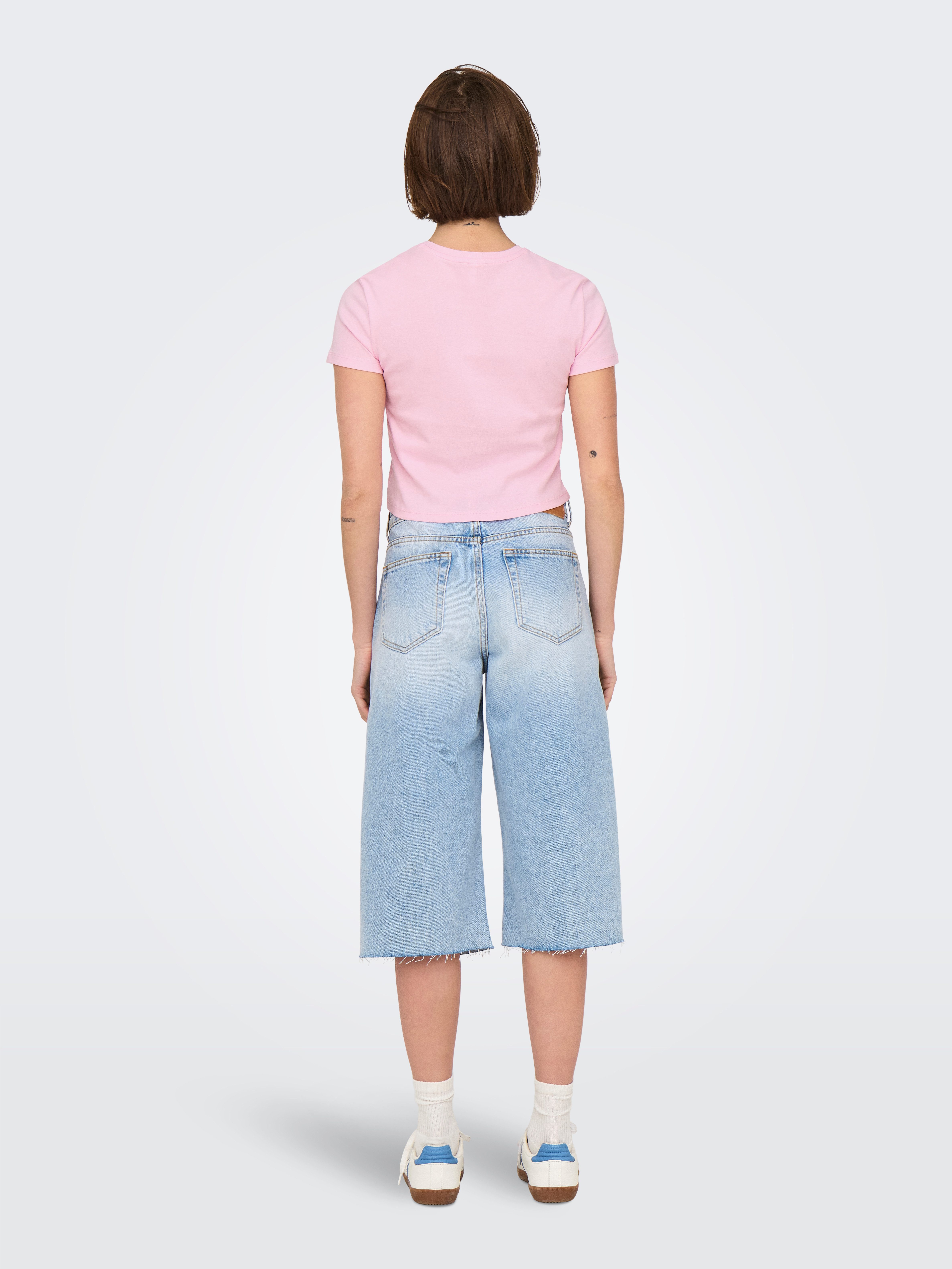 Only Shirt met korte mouwen ONLKIRA S/S BLING O-NECK SHORT TOP JRS