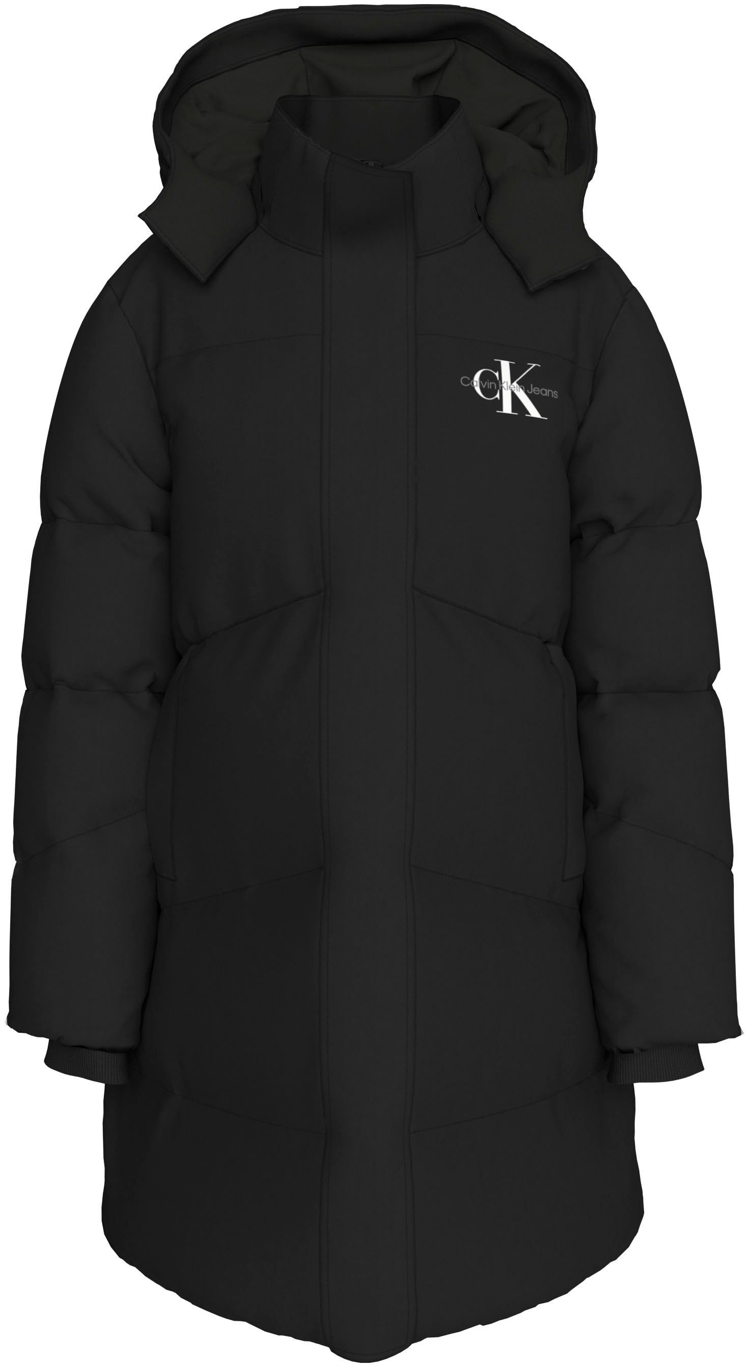 Calvin Klein Gewatteerde jas CK LONG PUFFER COAT voor kinderen tot 16 jaar en calvin klein merklabel