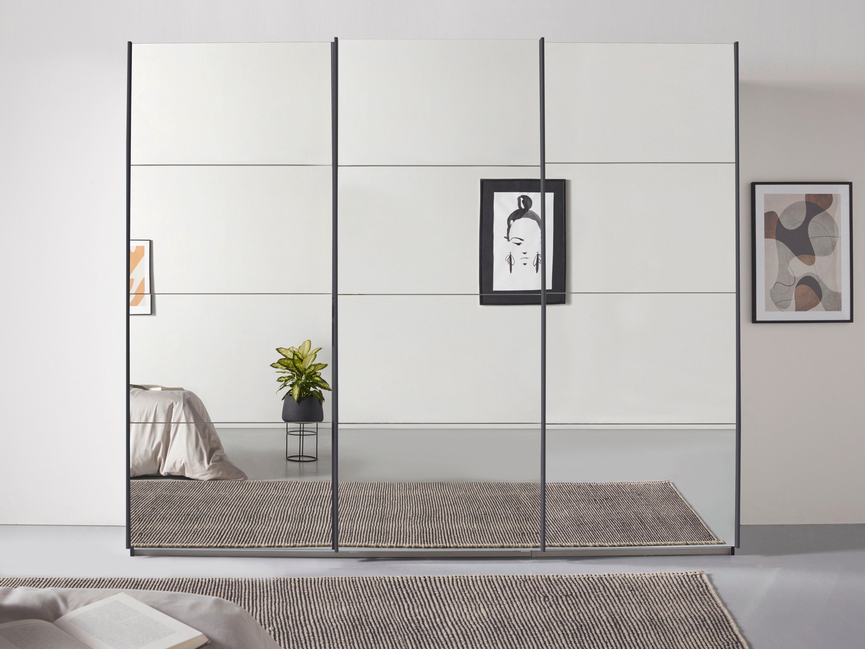 rauch Zweefdeurkast Kledingkast kast garderobe ORACLE met spiegelfront inclusief lade-inzet en extra legplanken made in germany