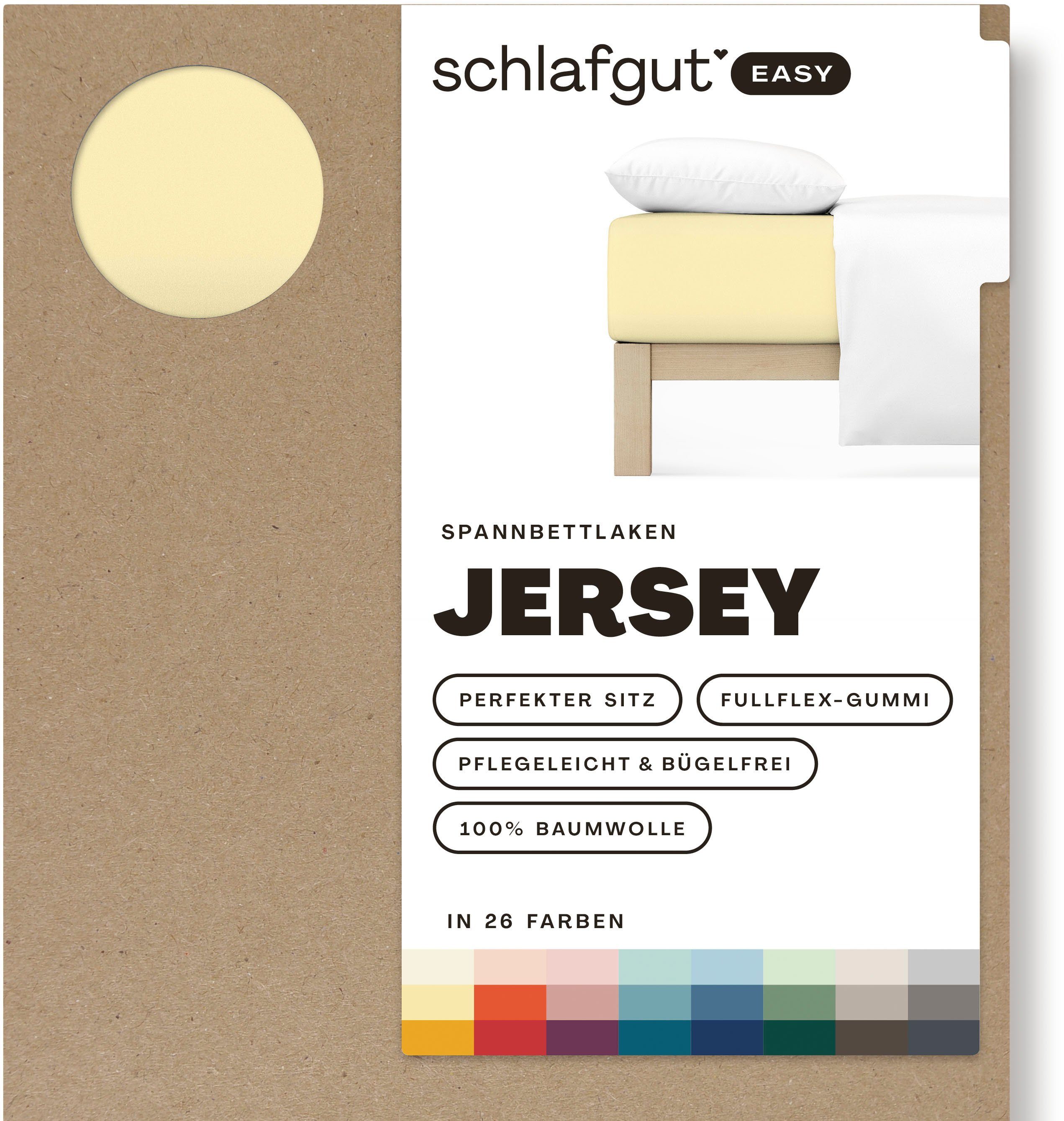 Schlafgut Hoeslaken EASY van 100% katoen, zacht & absorberend, merk-beddengoed voor matrassen tot 22 cm hoogte, in 90x200, 140x200 of 180x200 cm (1