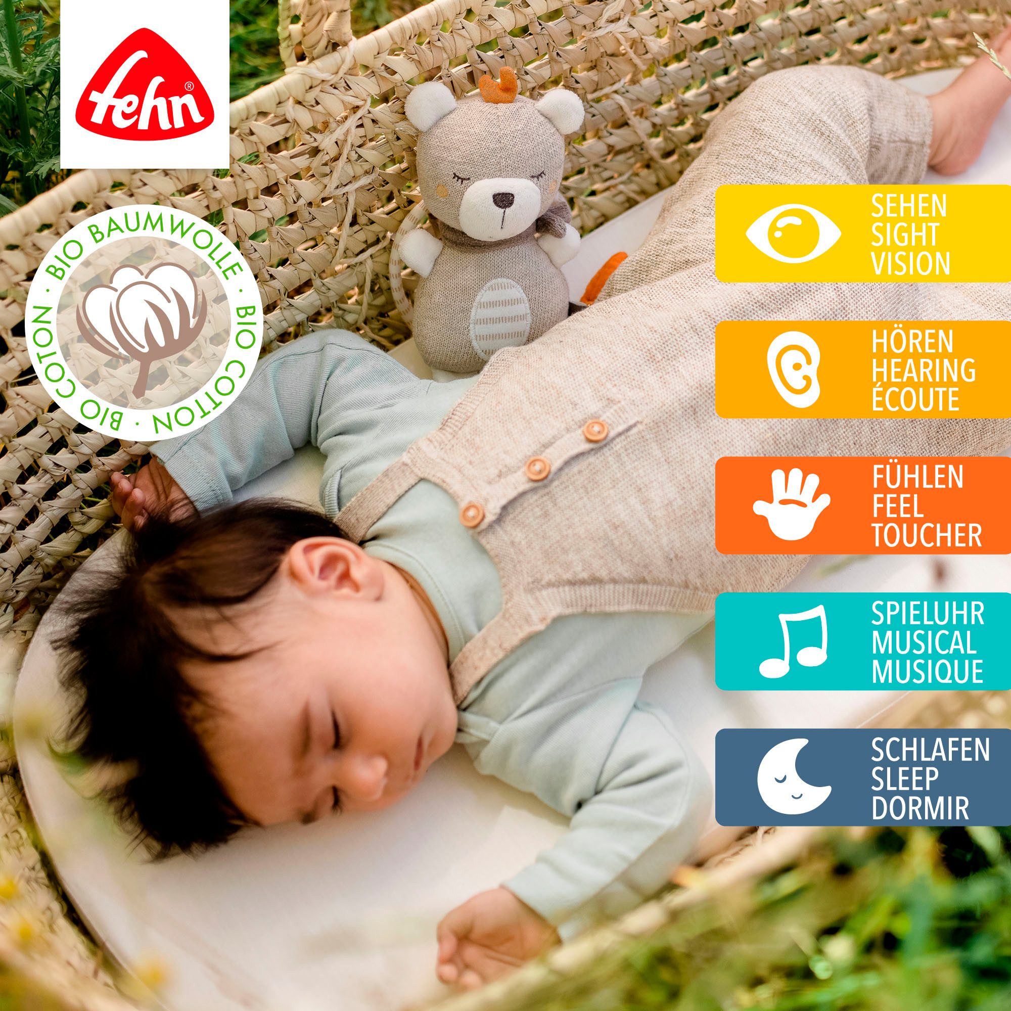 Fehn Speeldoosje FehnNATUR, mini-speeldoosje teddy