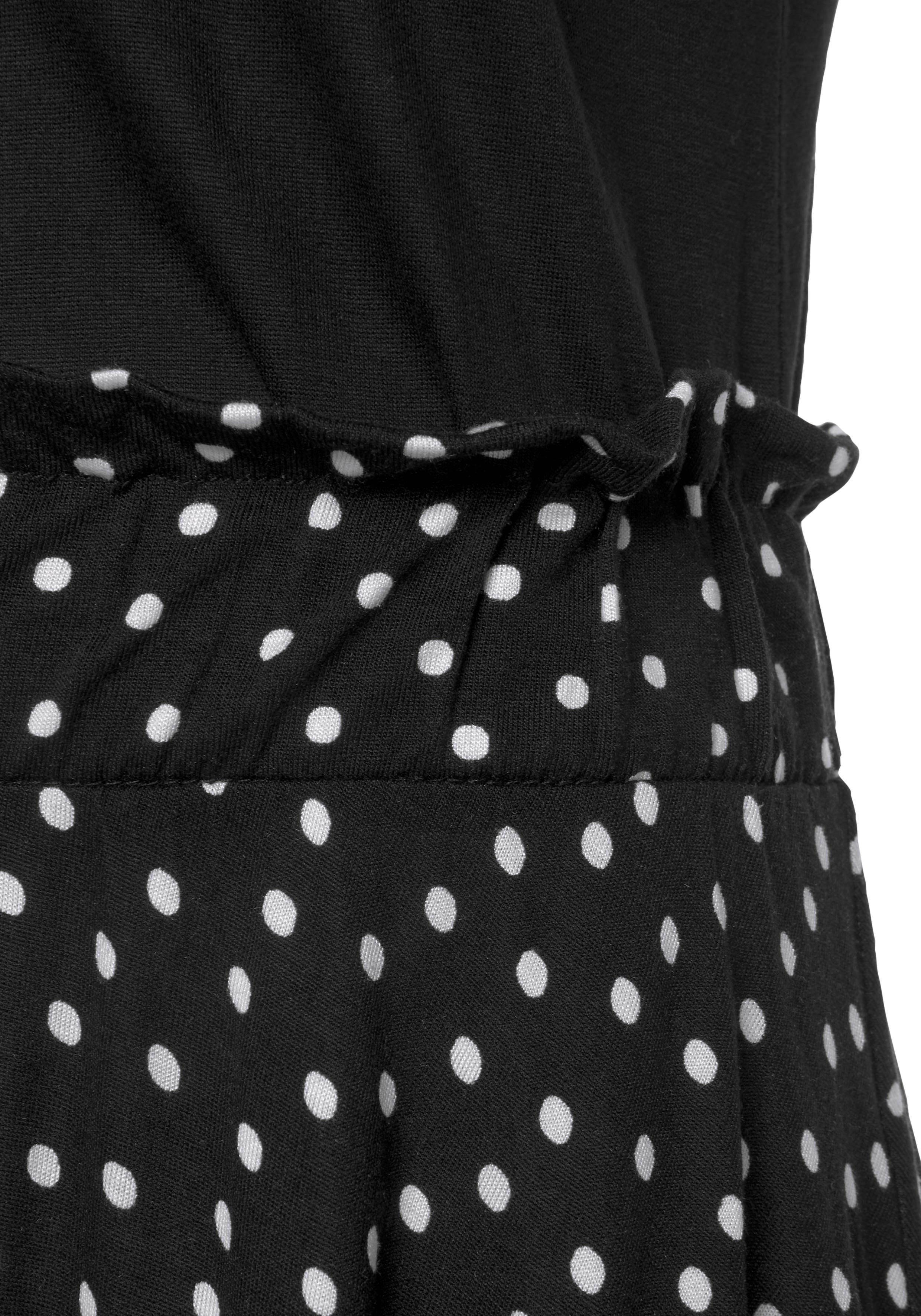 Beachtime Jerseyjurk met paperbag stijl, tailleband en zakken, jurk met print, zomers, elegant