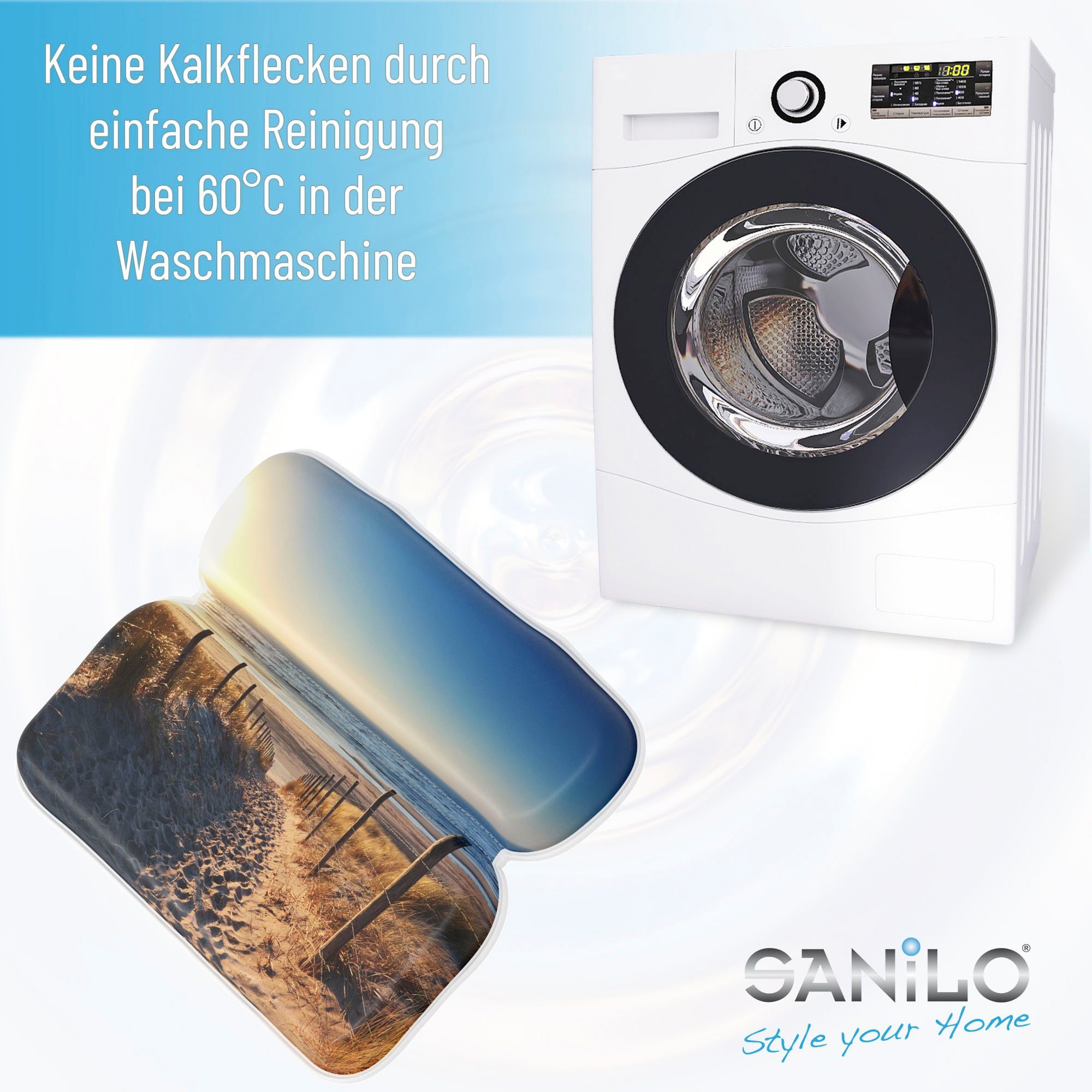 Sanilo Nekkussen Badkussen Dune comfortabel, antislip, volle kleuren, met 7 prima zuignappen