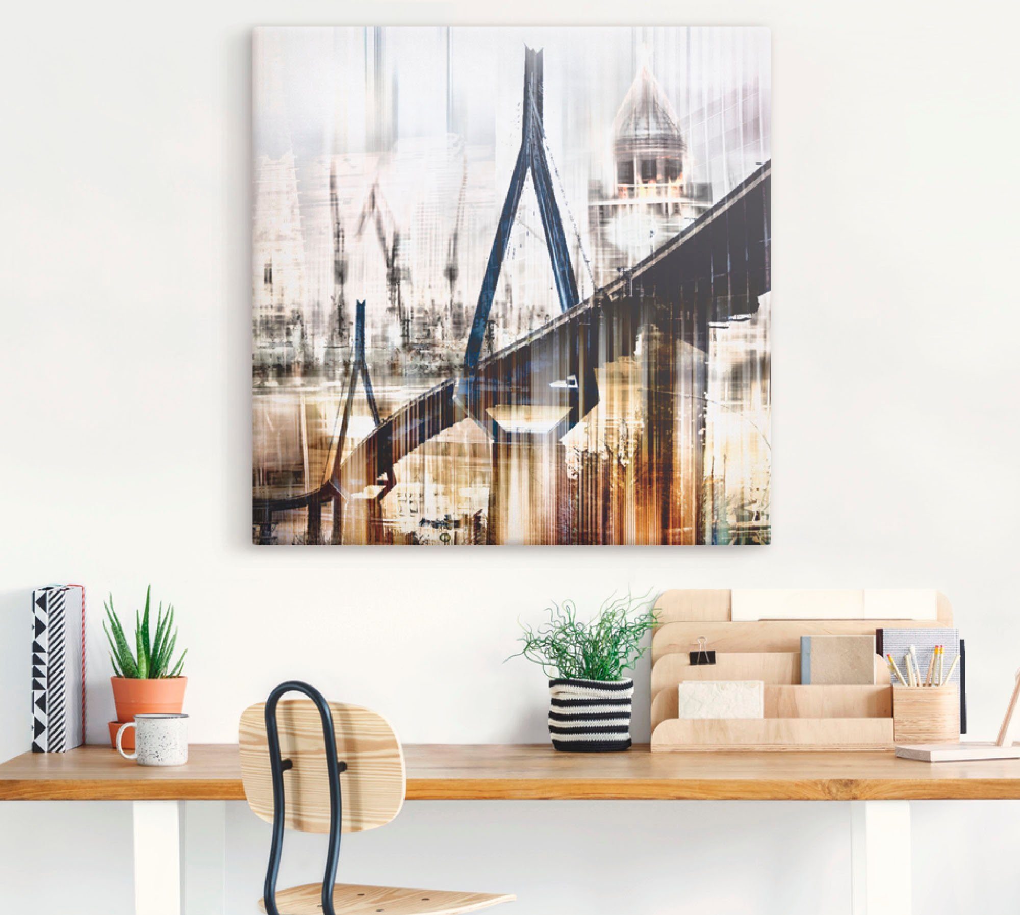 Artland Artprint Hamburg Skyline collage III als artprint op linnen, muursticker in verschillende maten
