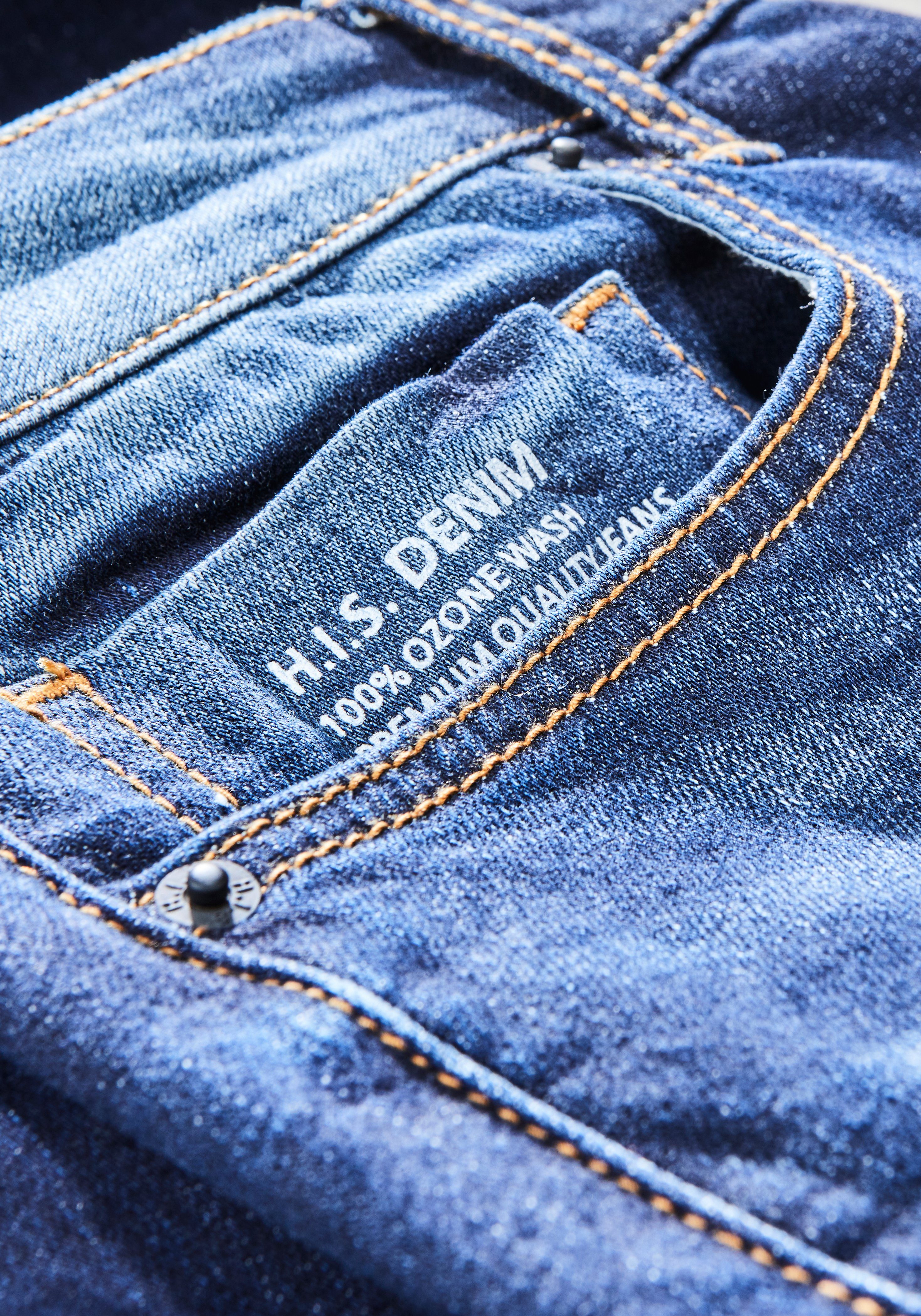 H.I.S Straight jeans DIX rechte pasvorm, lage taille, used-wassing