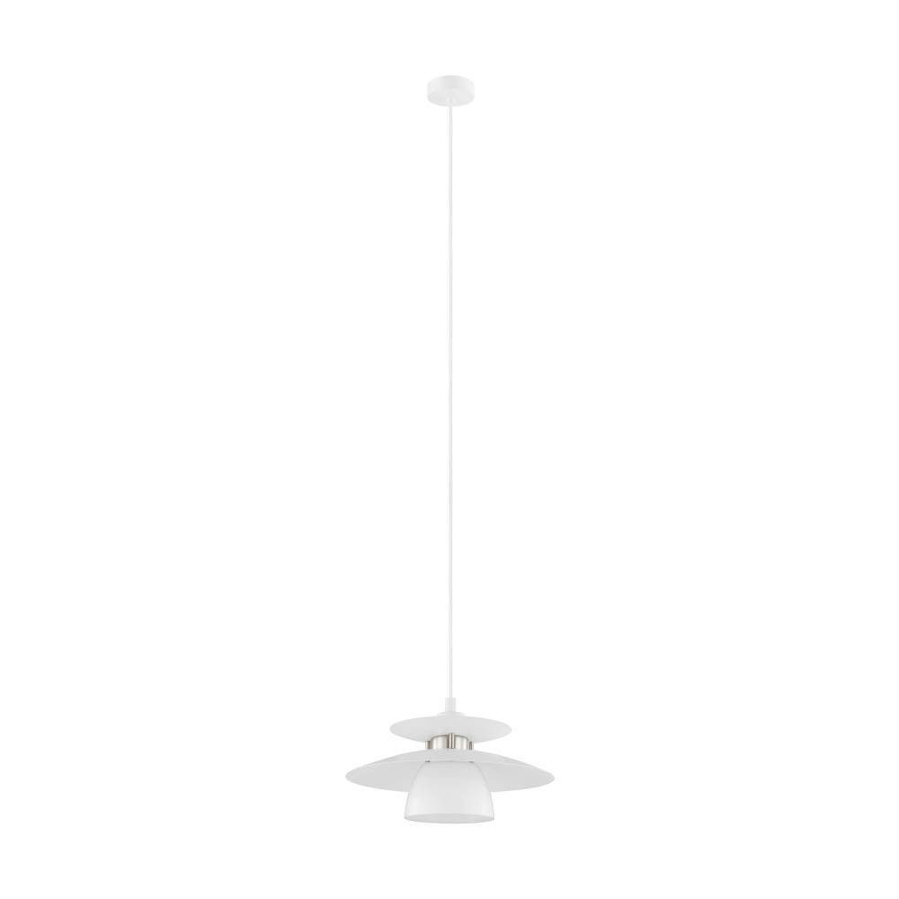 EGLO Hanglamp Brenda Hanglamp, staal, kleur: nikkel mat, wit, fitting: E27, Ø: 32 cm (1 stuk)