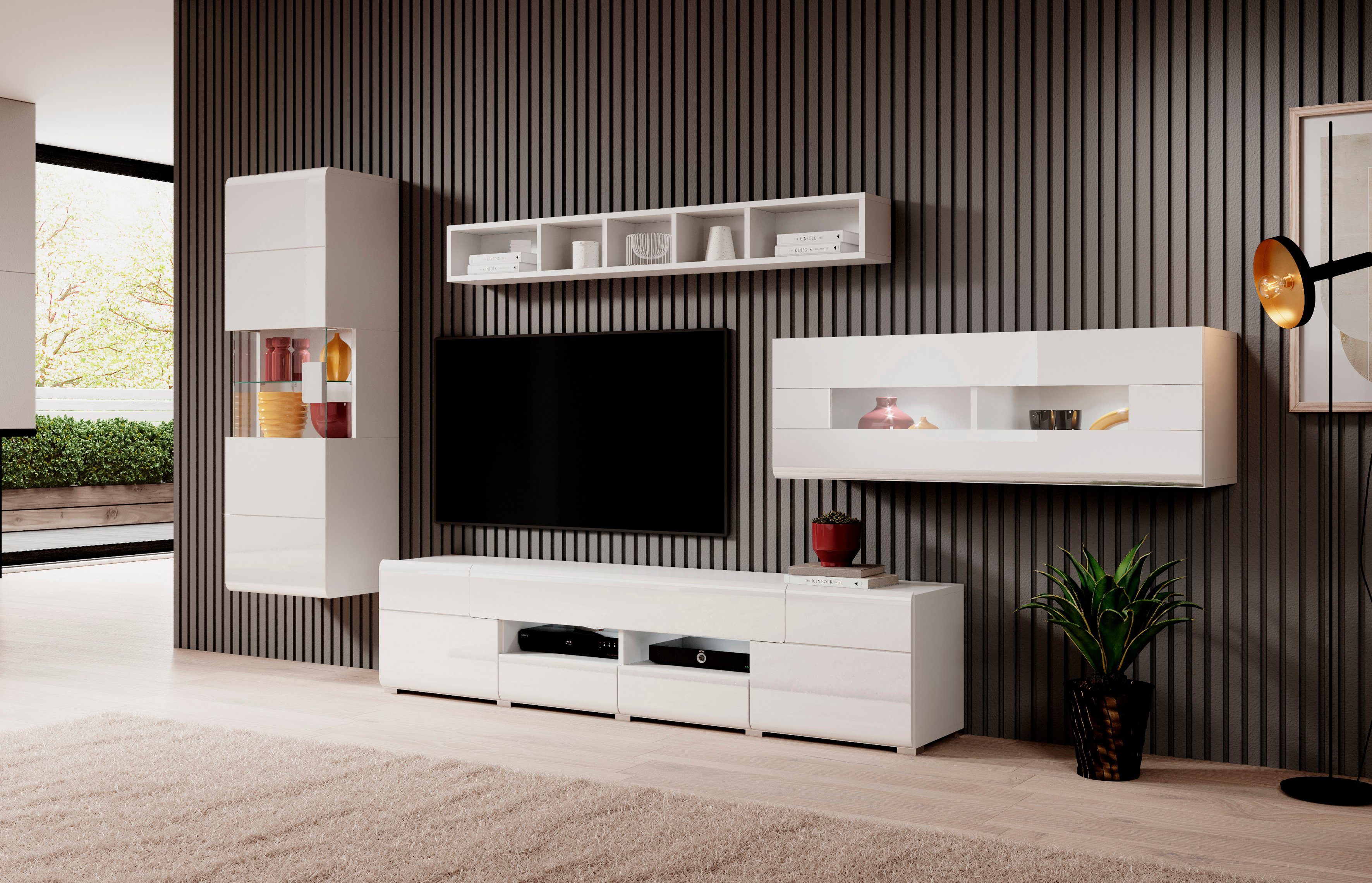 INOSIGN Hangende vitrinekast Toledo, breedte 131 cm trendy glazen vitrine met decoratieve MDF-front