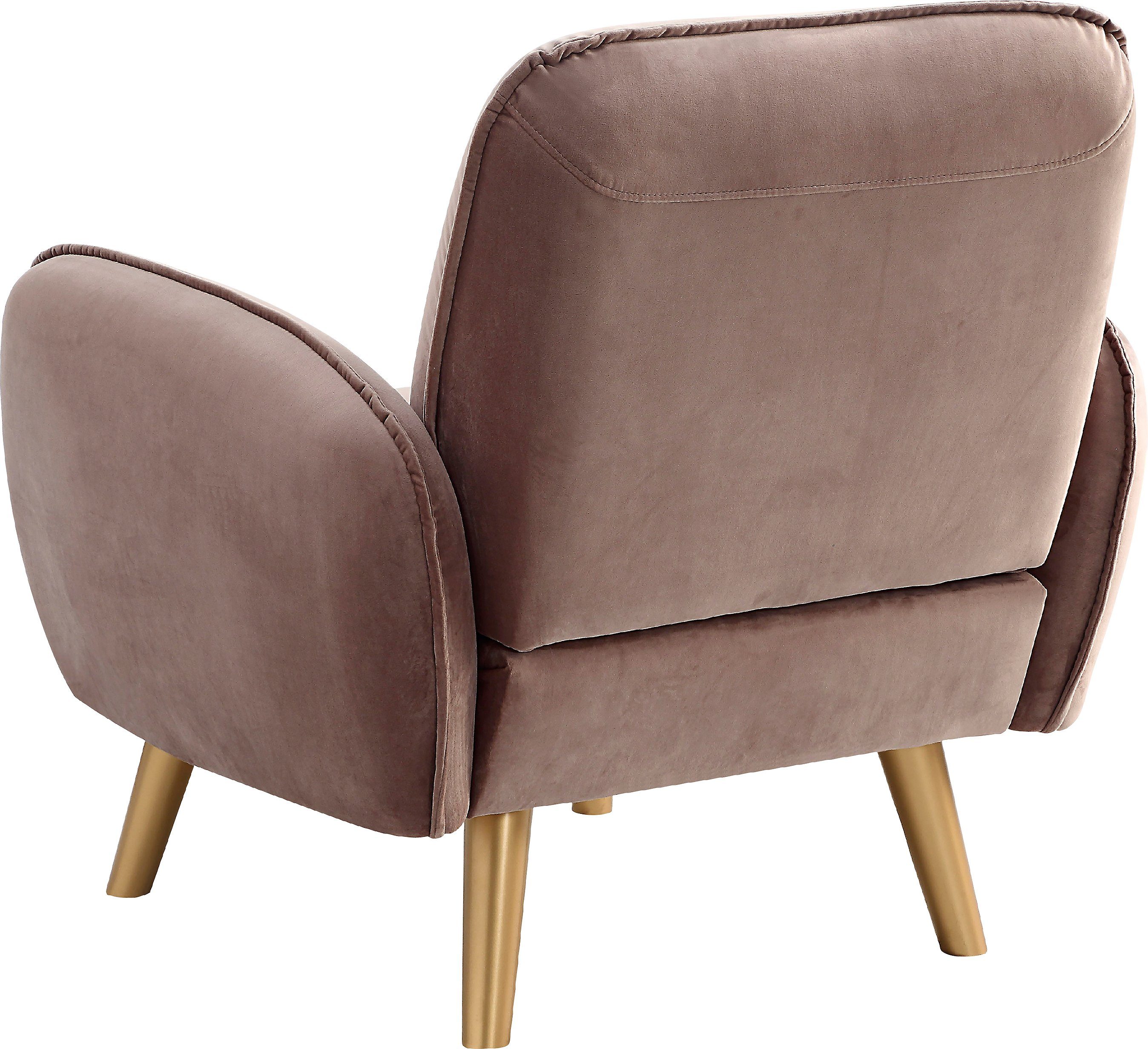 ATLANTIC home collection Fauteuil Ben met nosagvering, incl. sierkussens en goudkleurige massief houten poten
