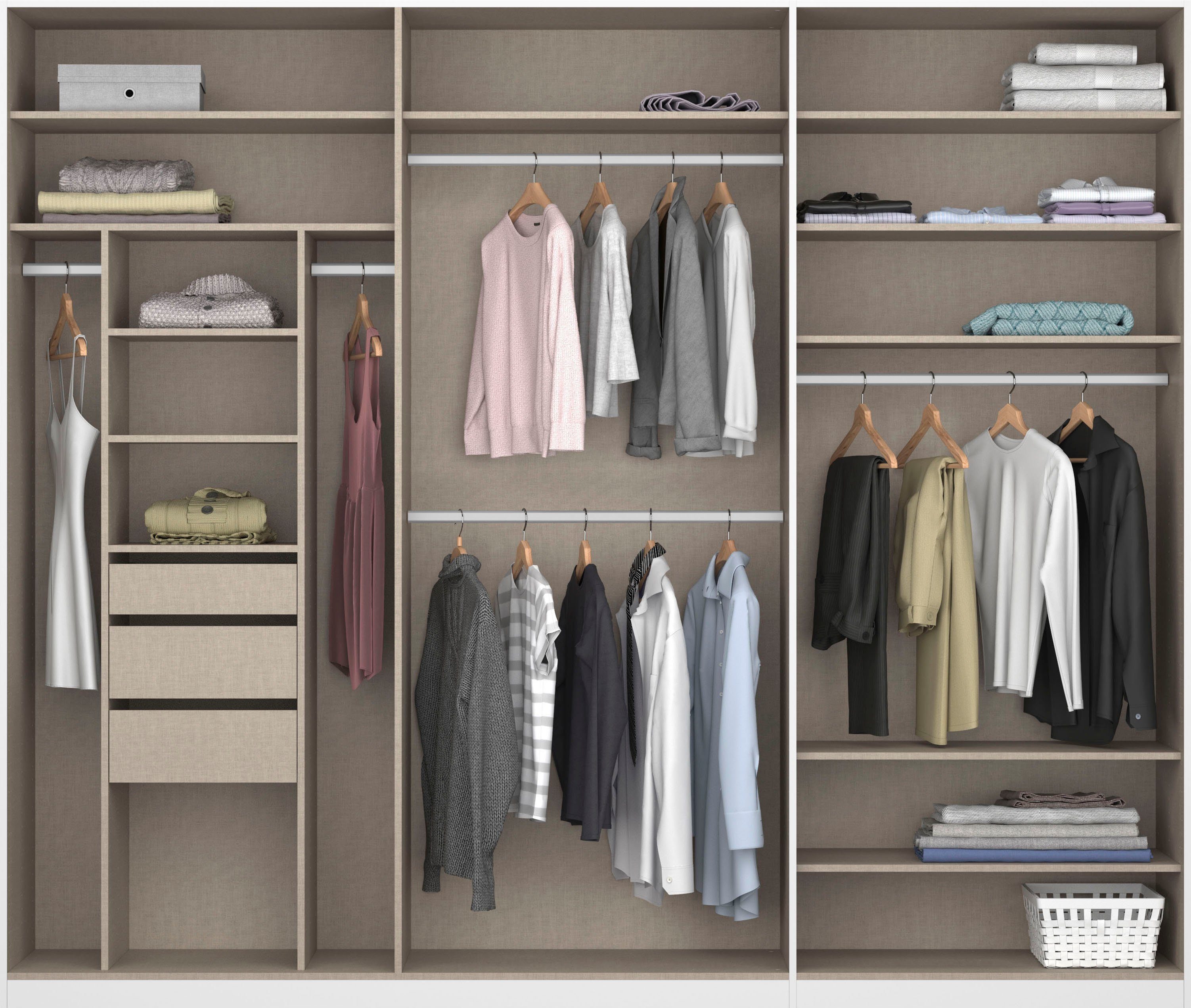 rauch Draaideurkast Kledingkast kast garderobe TOPSELLER OTELI incl. binnenindeling met 3 binnenlades extra planken optioneel met spiegel made in germany