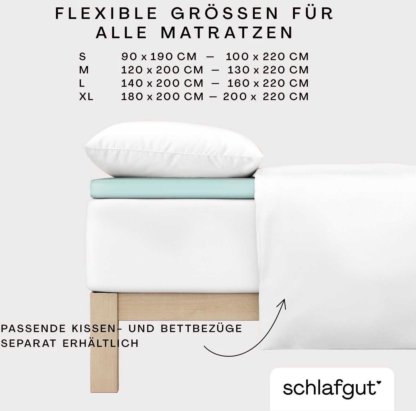 Schlafgut Hoeslaken PURE TOPPER in maat 90x200, 140x200 of 180x200 cm, hoes voor topper van 100% biologische katoen, voor matrassen tot 10 cm hoogte, beddengoed (1 stuk)