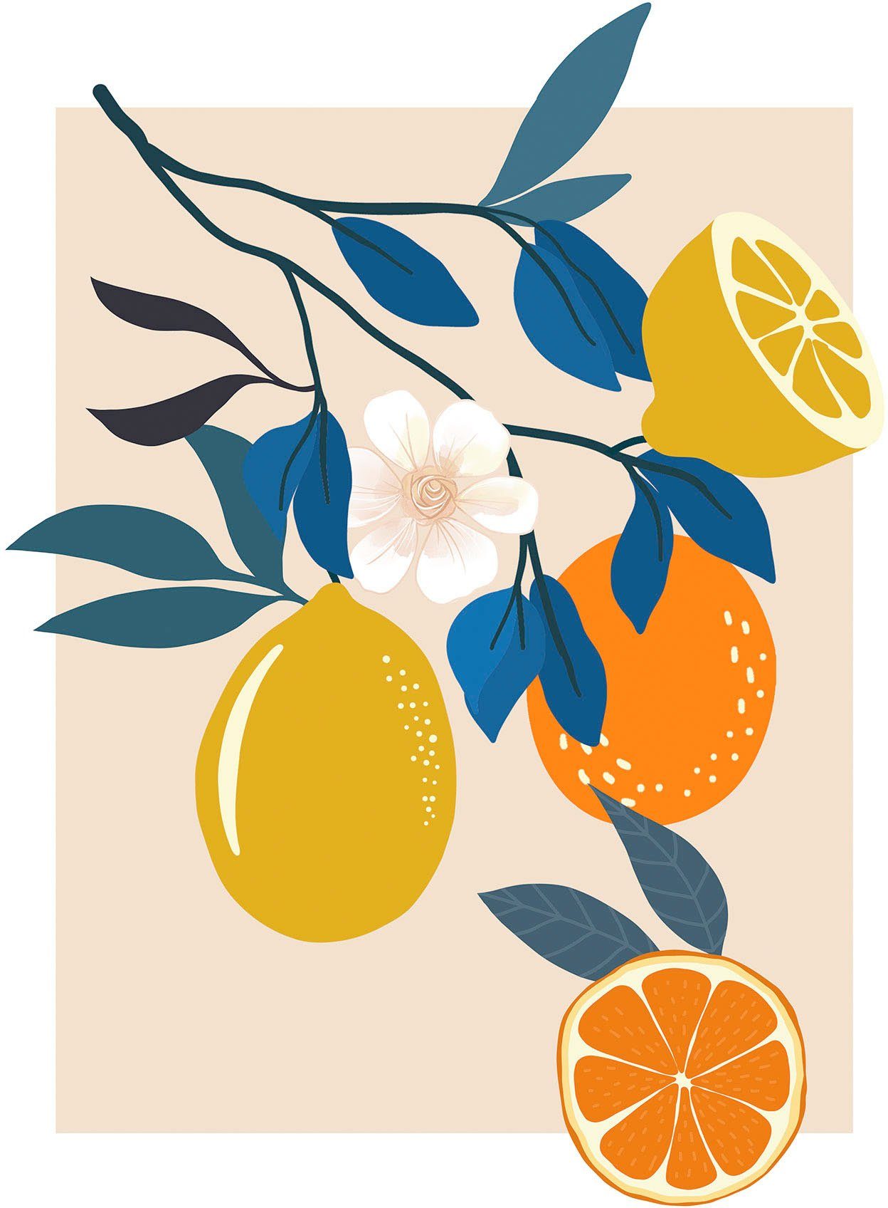 Komar Wanddecoratie Illustration Finest Fruits Wanddecoratie - zonder lijst (1 stuk)