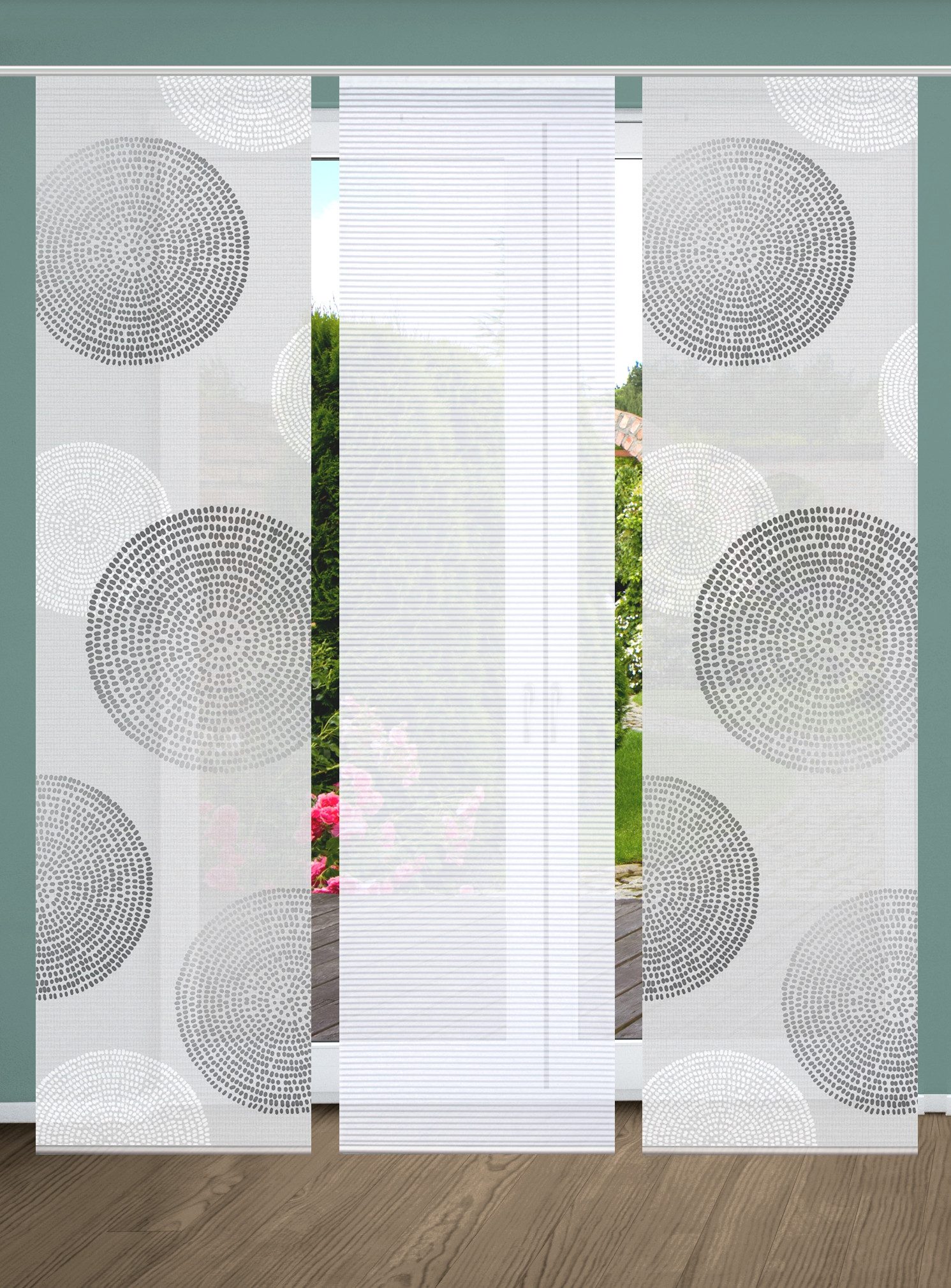 OTTO HOME in green Paneelgordijn GINNO SET DIGITALE PRINT, BAMBOELOOK GERECYCLED (3 stuks) paneelgordijnen grijs