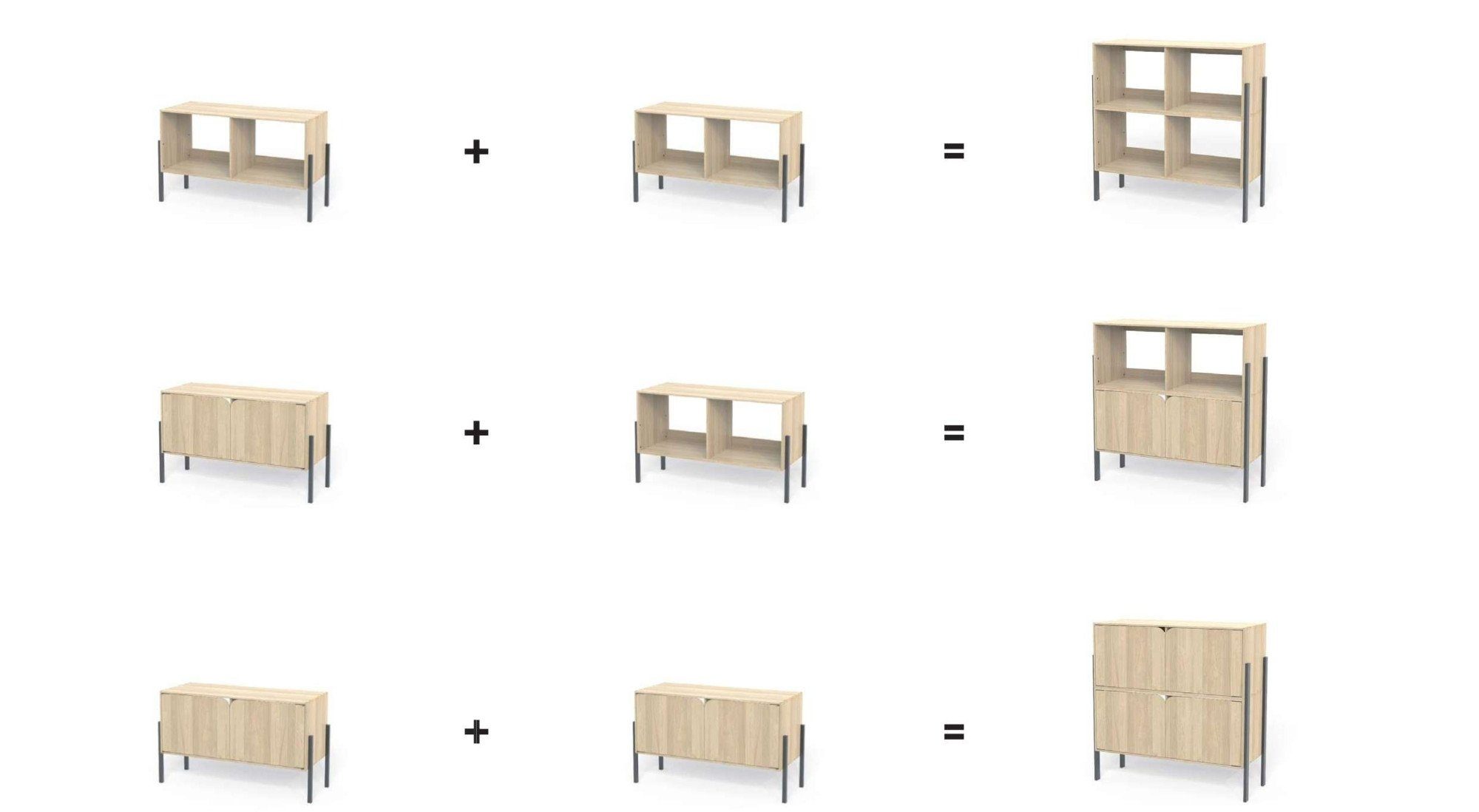 andas Tv-meubel Finton Commode met 2 deuren, kast van massief eikenhout, breedte 76 cm
