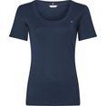 tommy hilfiger shirt met ronde hals slim new cosy c-nk ss in basic model blauw