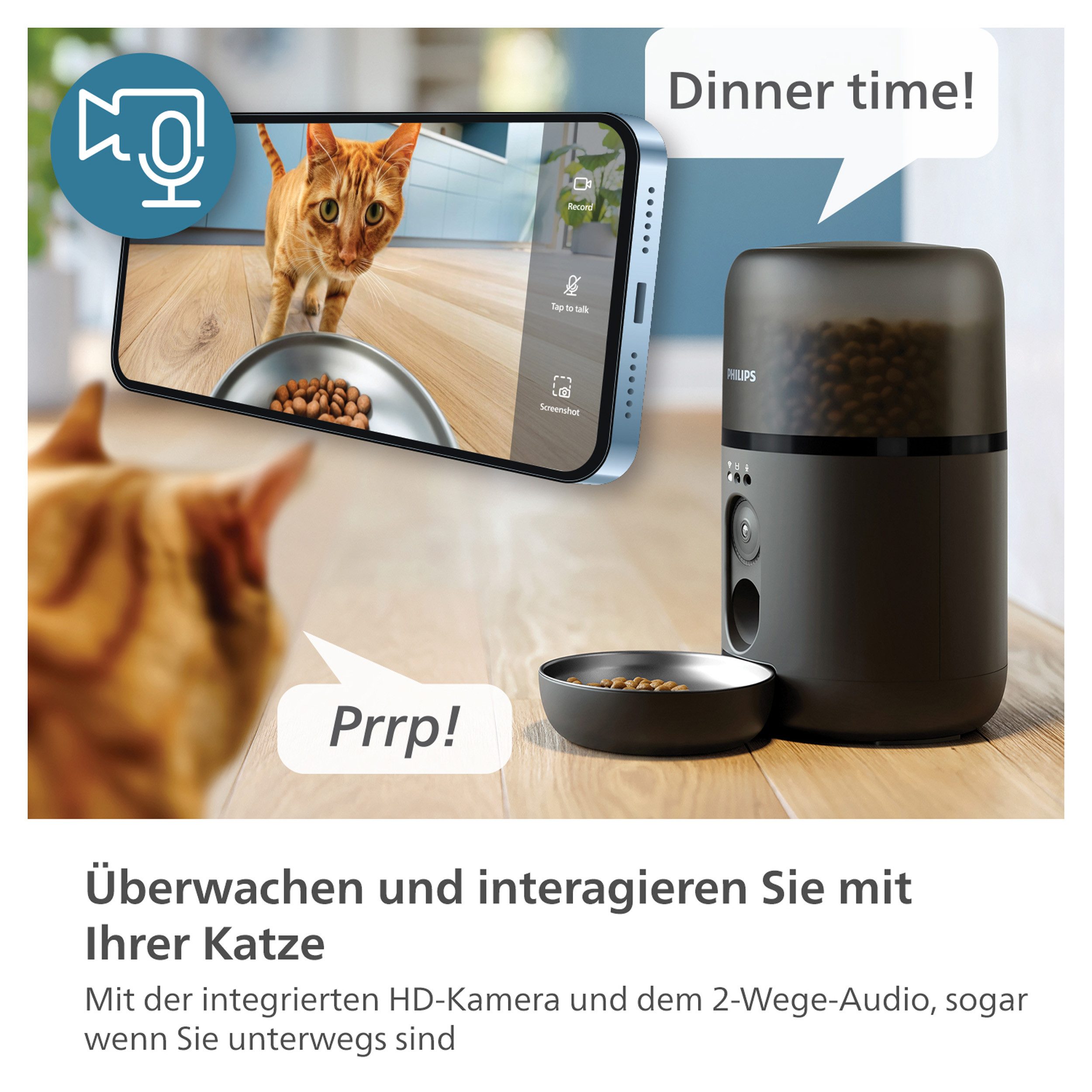 Philips Voerautomaat PAW5320/02 Pet Series, met Camera, 4,5l, voor Katten en kleine Honden
