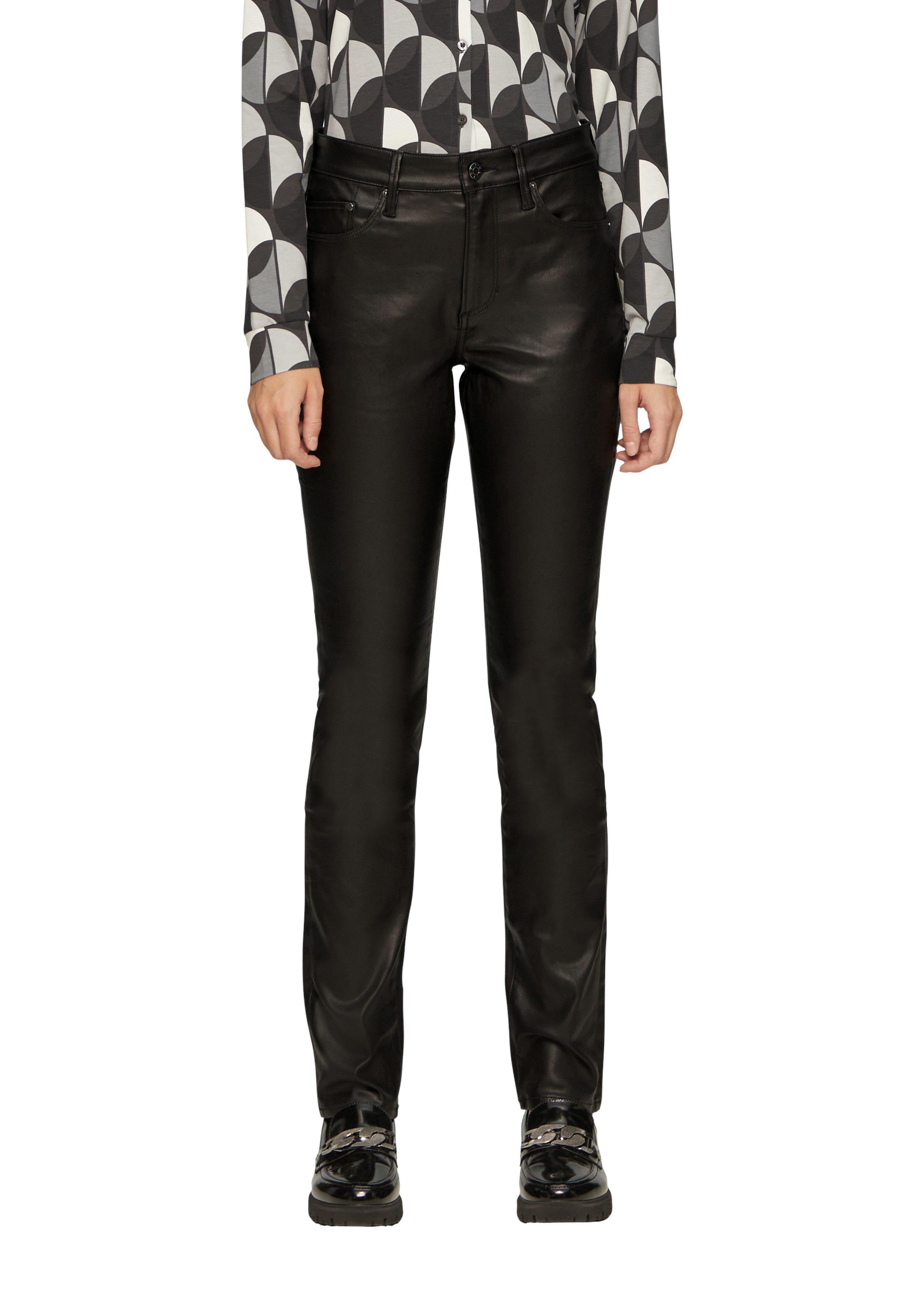 s.Oliver Slim fit jeans in leer-look dames slim fit jeans maat 44 zwart