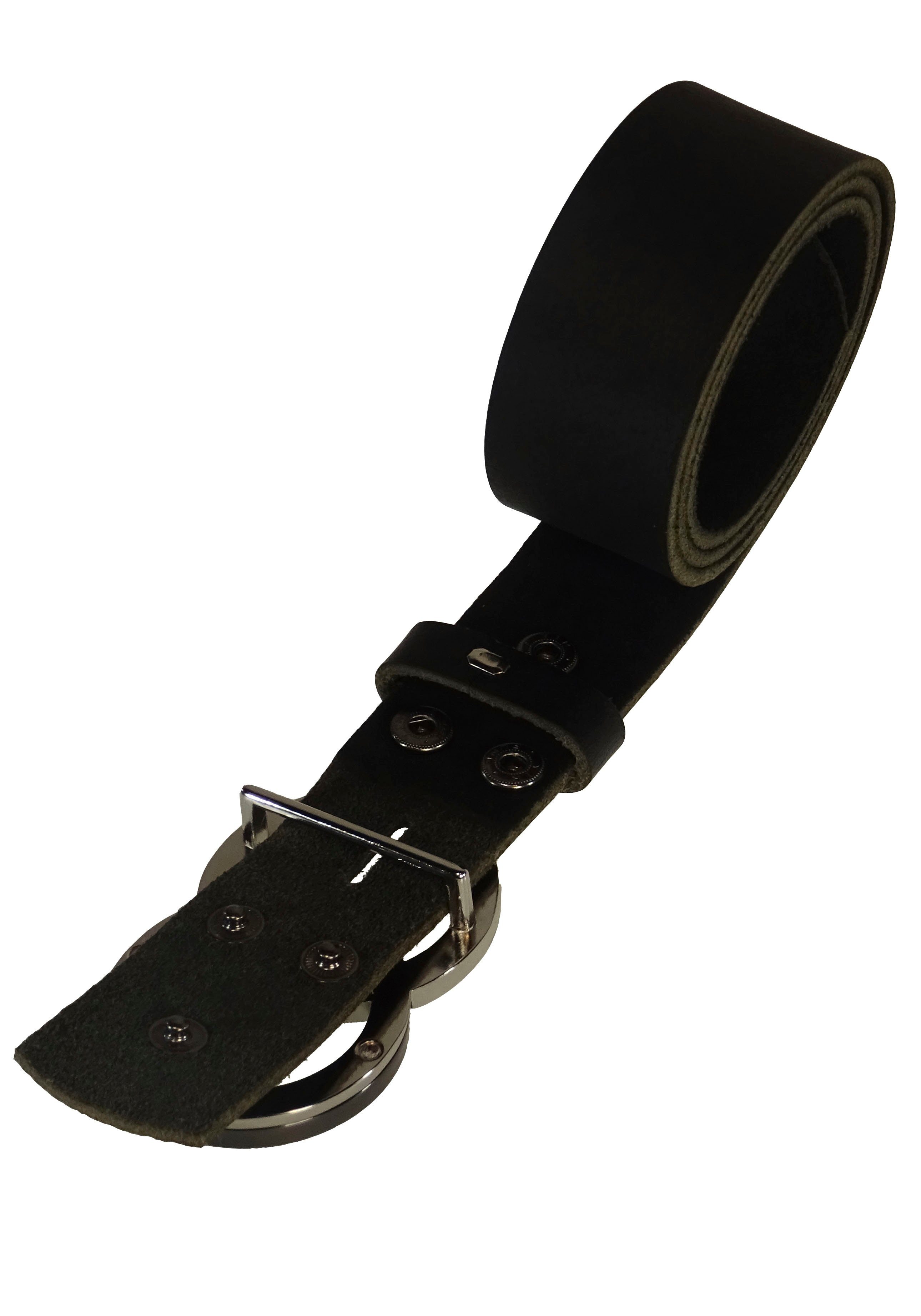 RETTUNGSRING by showroom 019° Leren riem met verwisselbare sluiting "2 cirkels zilver/goud", 4cm