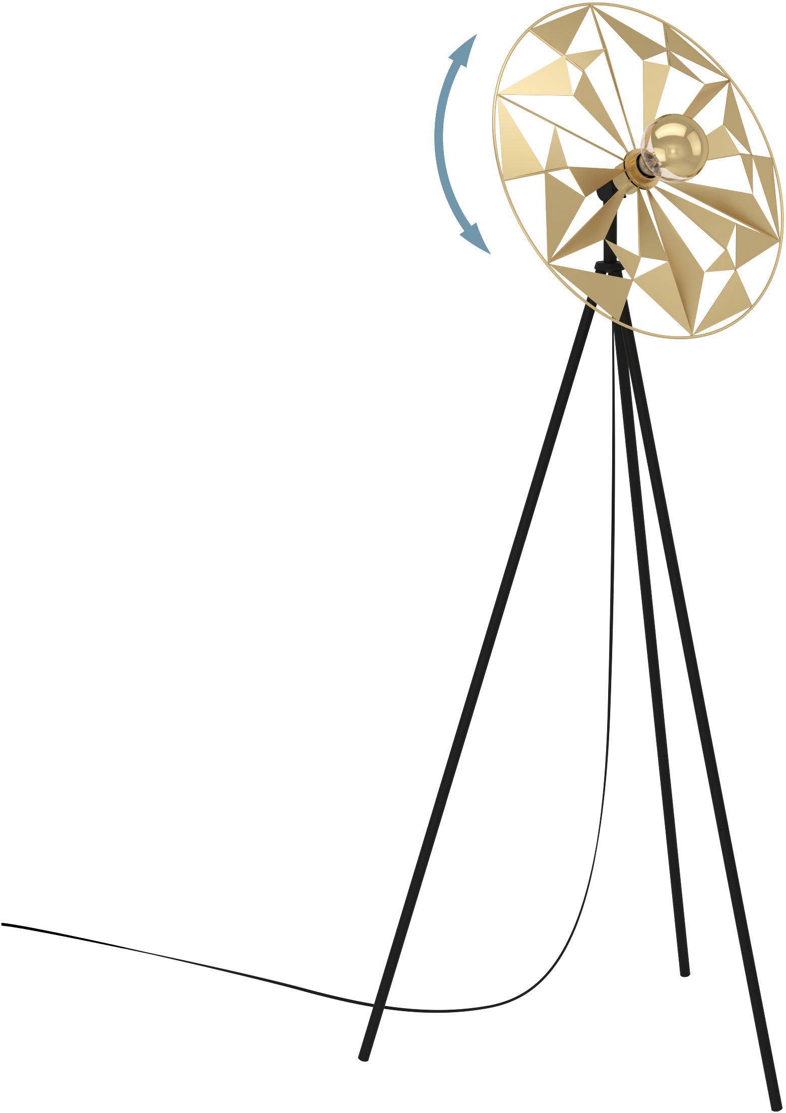 EGLO Staande lamp CASTANUELO Vloerlamp in zwart en goudkleur van staal - excl. E27 - 1X40W (1 stuk)