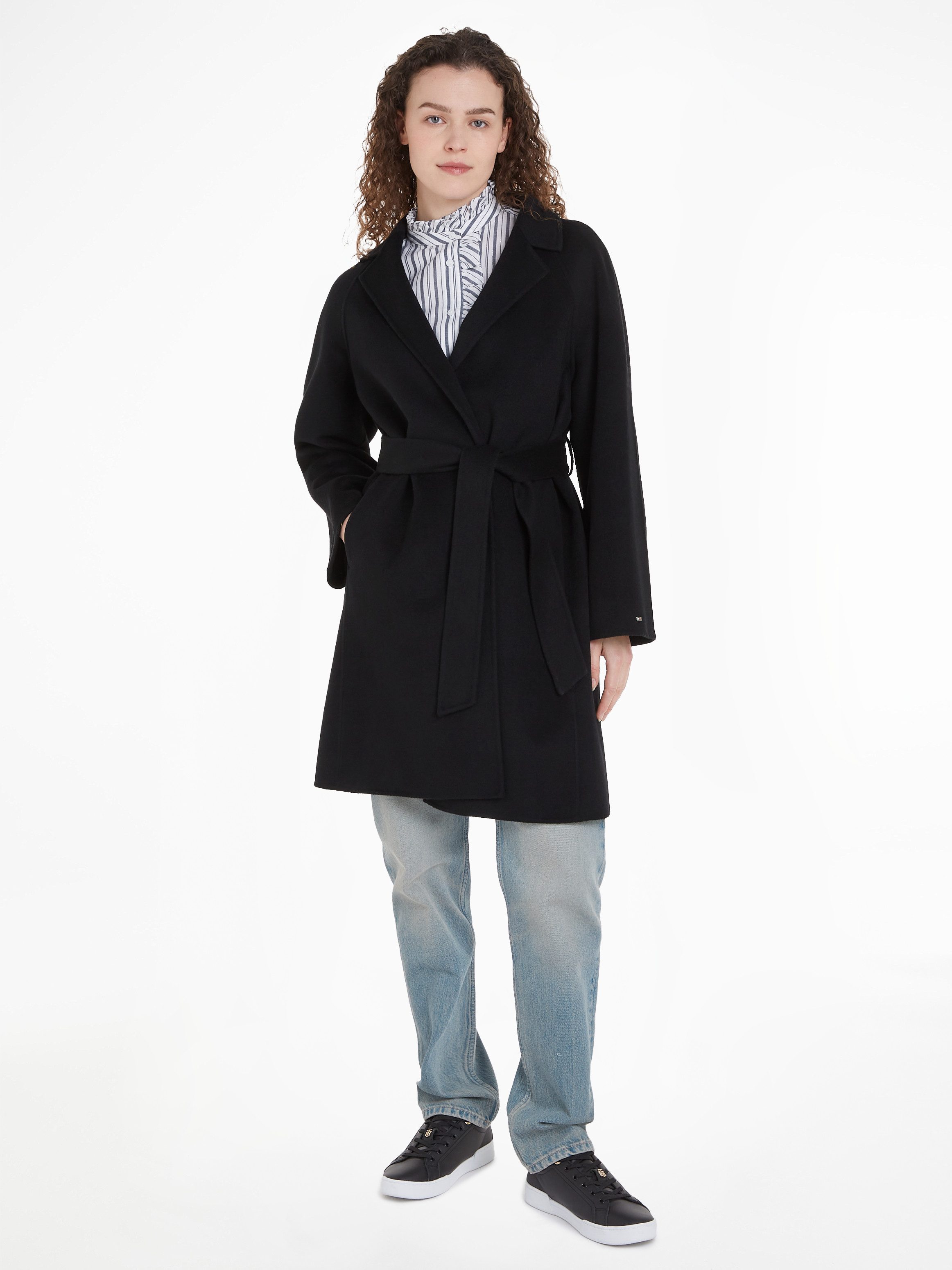 Tommy Hilfiger Korte jas REG DF WOOL BELTED COAT