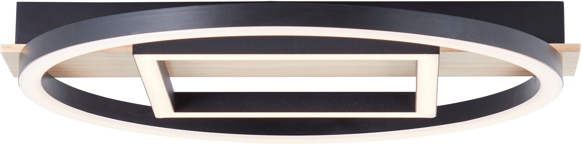 my home Led-plafondlamp Lysann plafondlamp 39 x 37 cm, 24 w, 2500 lm, 3000 k, hout/metaal, bruin/zwart (1 stuk)