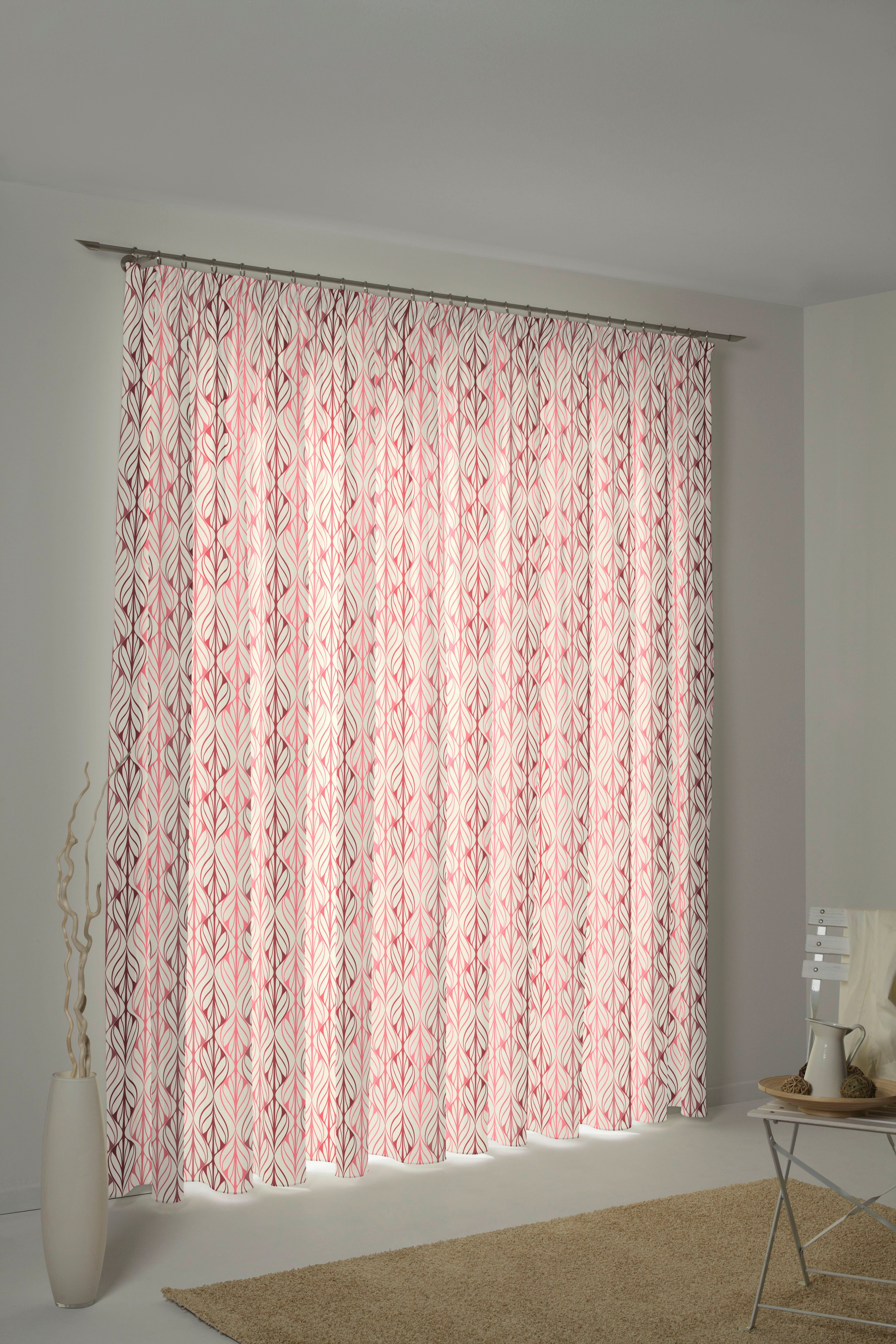 Adam Gordijn WAVE duurzaam van bio-katoen (1 stuk) kant & klaar gordijnen maat 145 cm x 175 cm rood