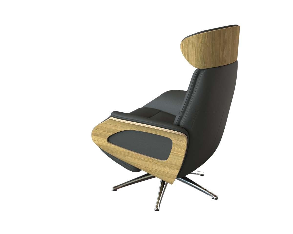FLEXLUX Relaxfauteuil Clement praktische elektrische fauteuil Maat M, elektrische rug- en voetensteun, accu, armleuning Eiken, aluminium voet