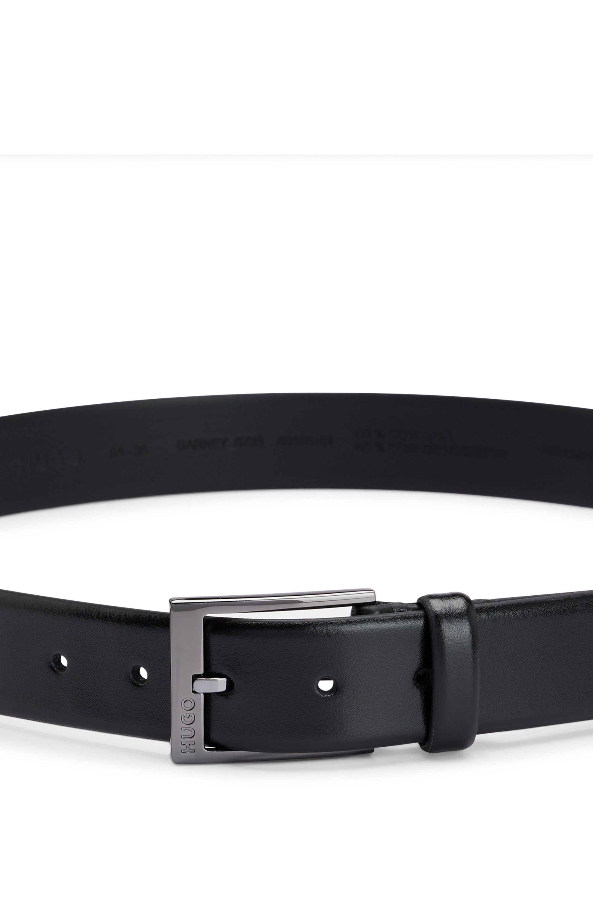 HUGO Leren riem Garney met gepolijste metalen details en subtiele boss logo-reliëf